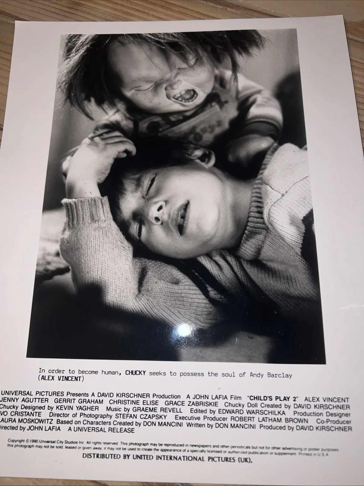 Child’s Play 2 rare original 1990 press photos/stills Alex Vincent. Chucky Doll, изображение 3