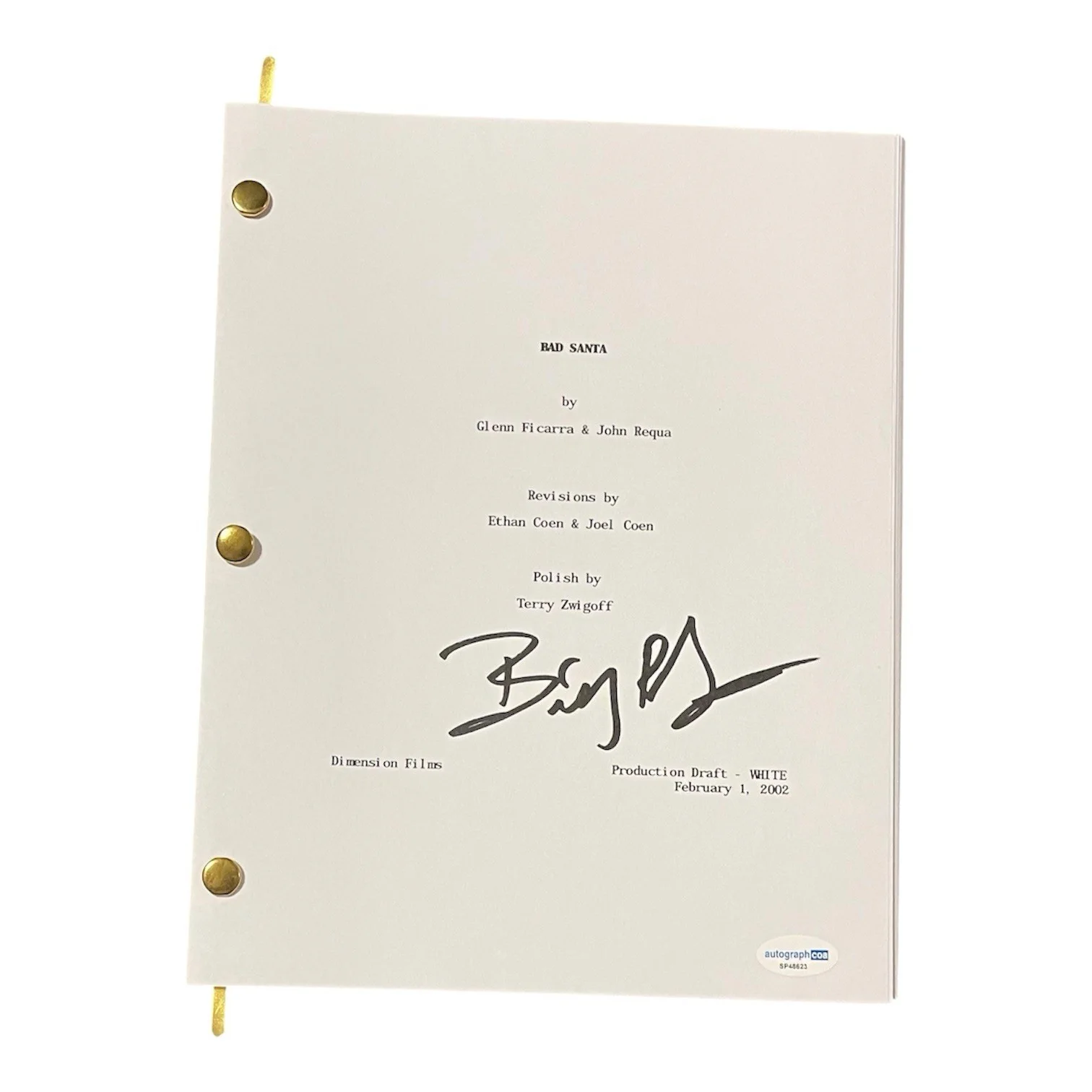Billy Bob Thornton Signed Autographed Bad Santa Full Movie Film Script ACOA, изображение 2