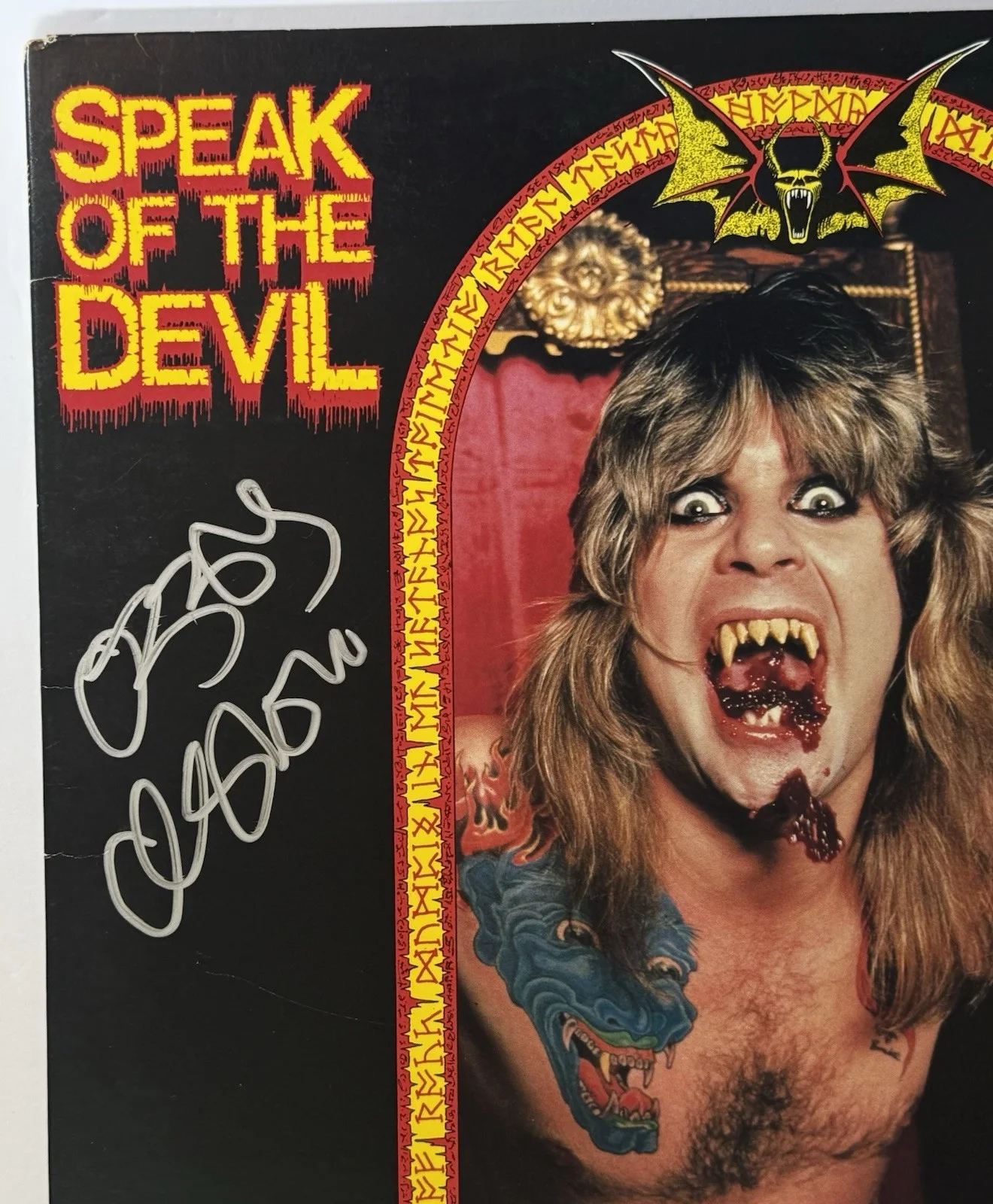Ozzy Osbourne signed Album Speak of the Devil vinyl lp live full sig beckett loa, изображение 2