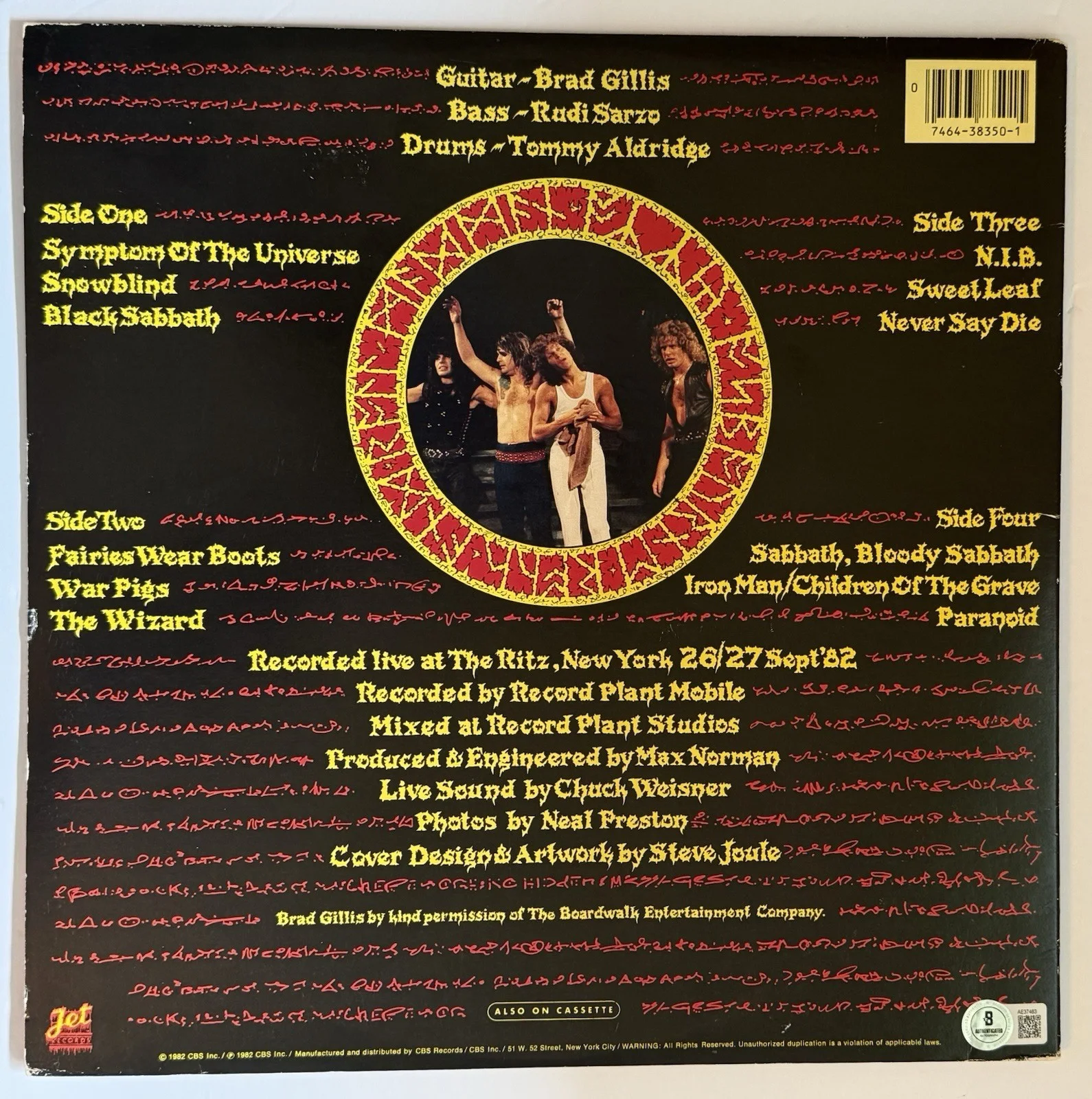 Ozzy Osbourne signed Album Speak of the Devil vinyl lp live full sig beckett loa, изображение 4
