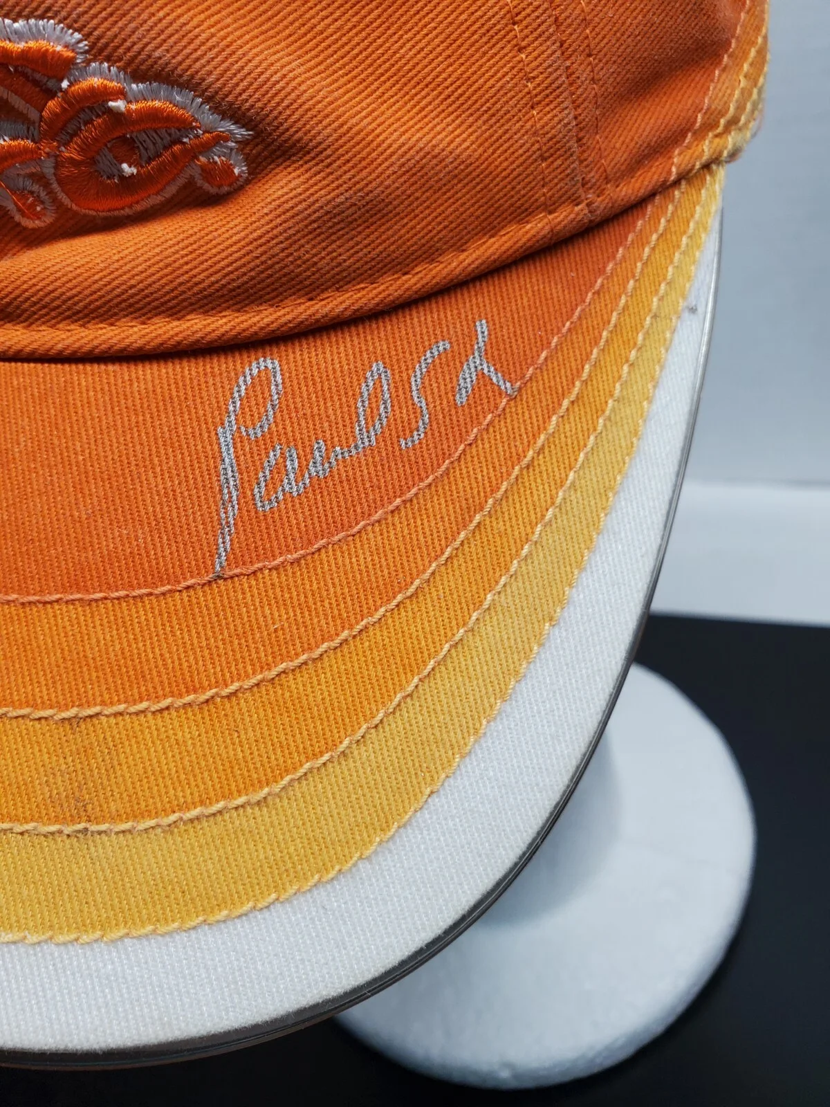 Paul Sr, Mikey — Orange County Choppers Paul Sr & Mikey hand signed autographed Orange Sun Visor, image 3