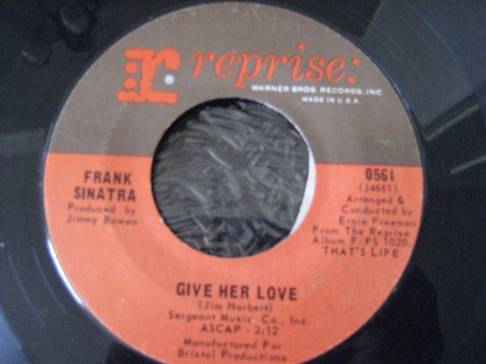 Frank & Nancy Sinatra Somethin' Stupid Give Her Love Reprise 45 RPM 7, image 3