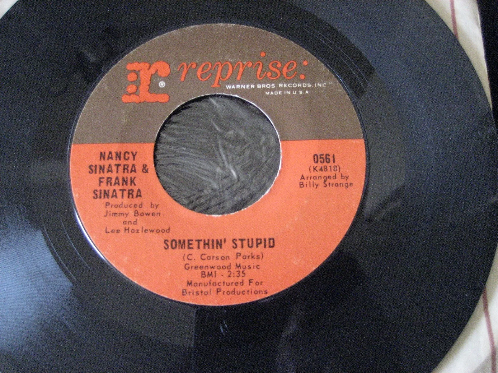 Frank & Nancy Sinatra Somethin' Stupid Give Her Love Reprise 45 RPM 7, image 4