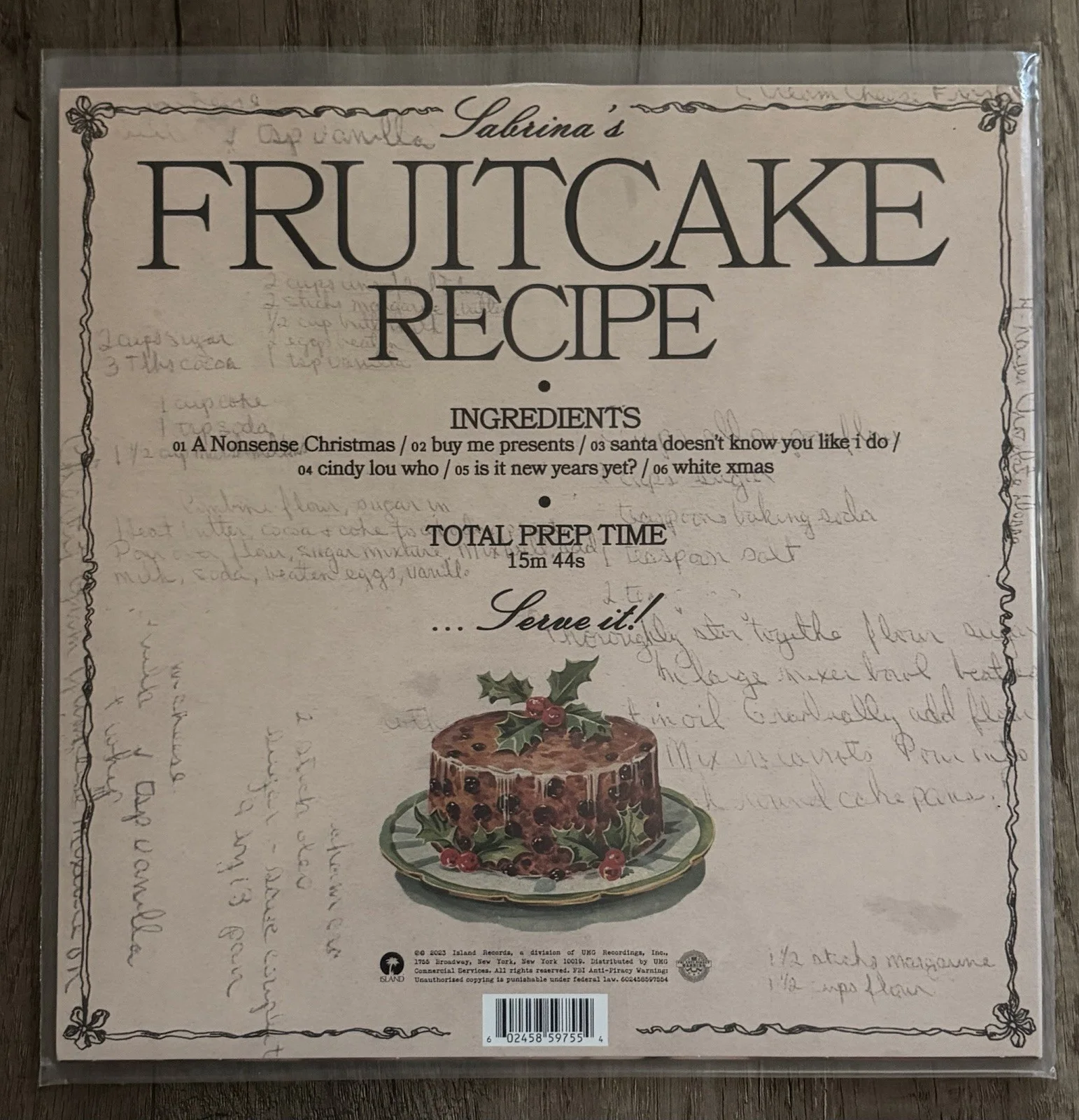 sabrina carpenter signed vinyl fruitcake, image 2