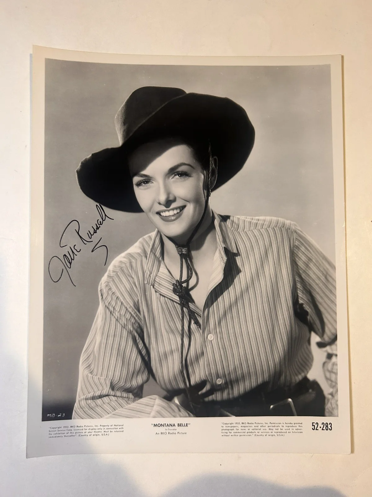 Jane Russell — Jane Russell Vintage Hand Signed Autographed Photo 8x10 1952 Montana Belle