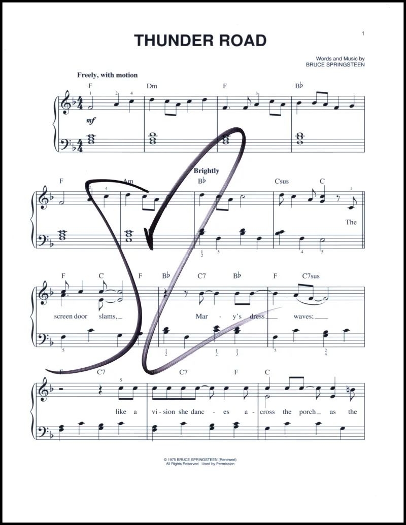 Steven Van Zandt — Steven Van Zandt Signed Autograph Bruce Springsteen Thunder Road Sheet Music