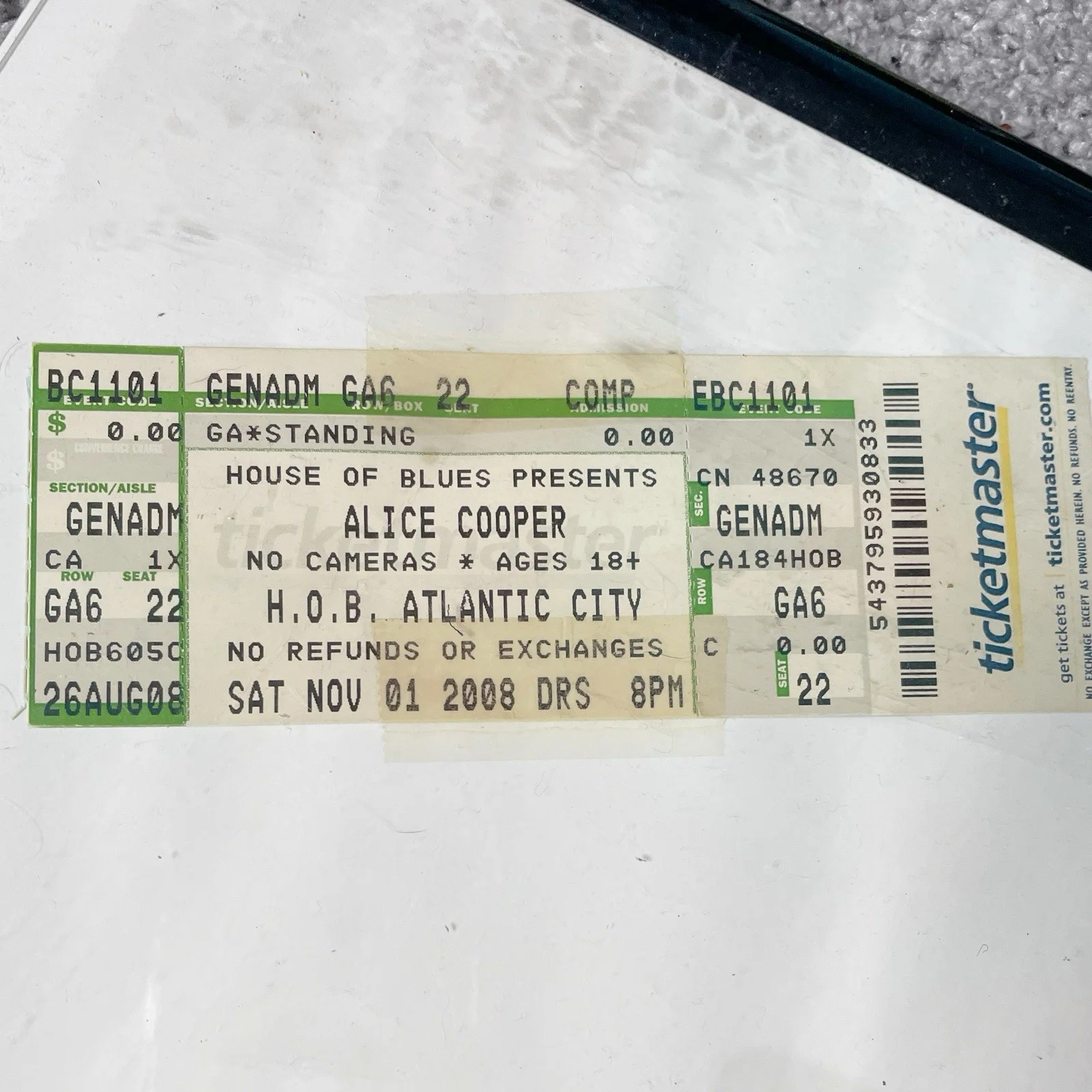 Alice Cooper From the Inside LP Hand Signed Autographed (2) Paper Concert Stubs, изображение 3