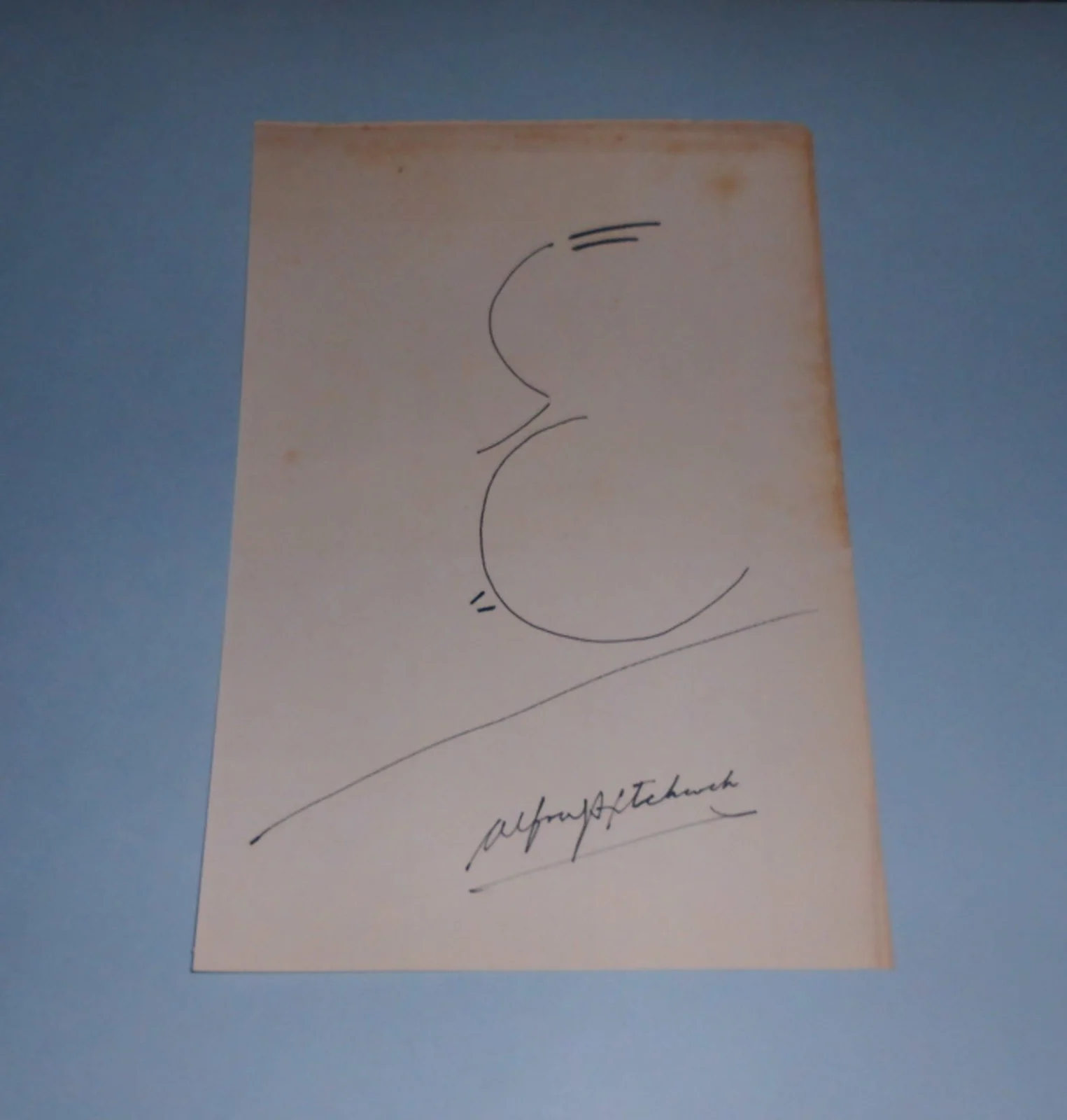 Alfred Hitchcock — Alfred Hitchcock Autographed & Signed Drawing of Artist’s face - RARE
