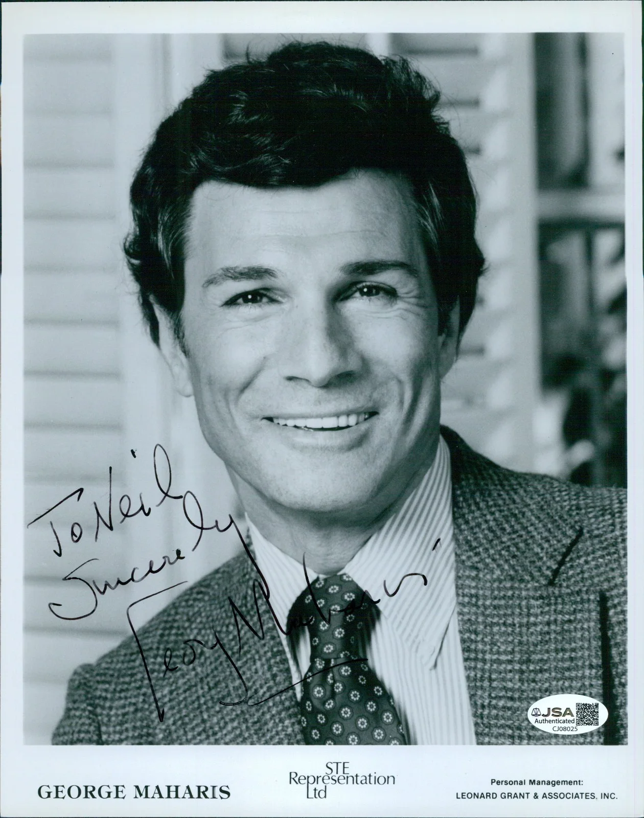George Maharis — George Maharis Actor Singer Signed 8x10 Glossy Promo Photo JSA Authenticated