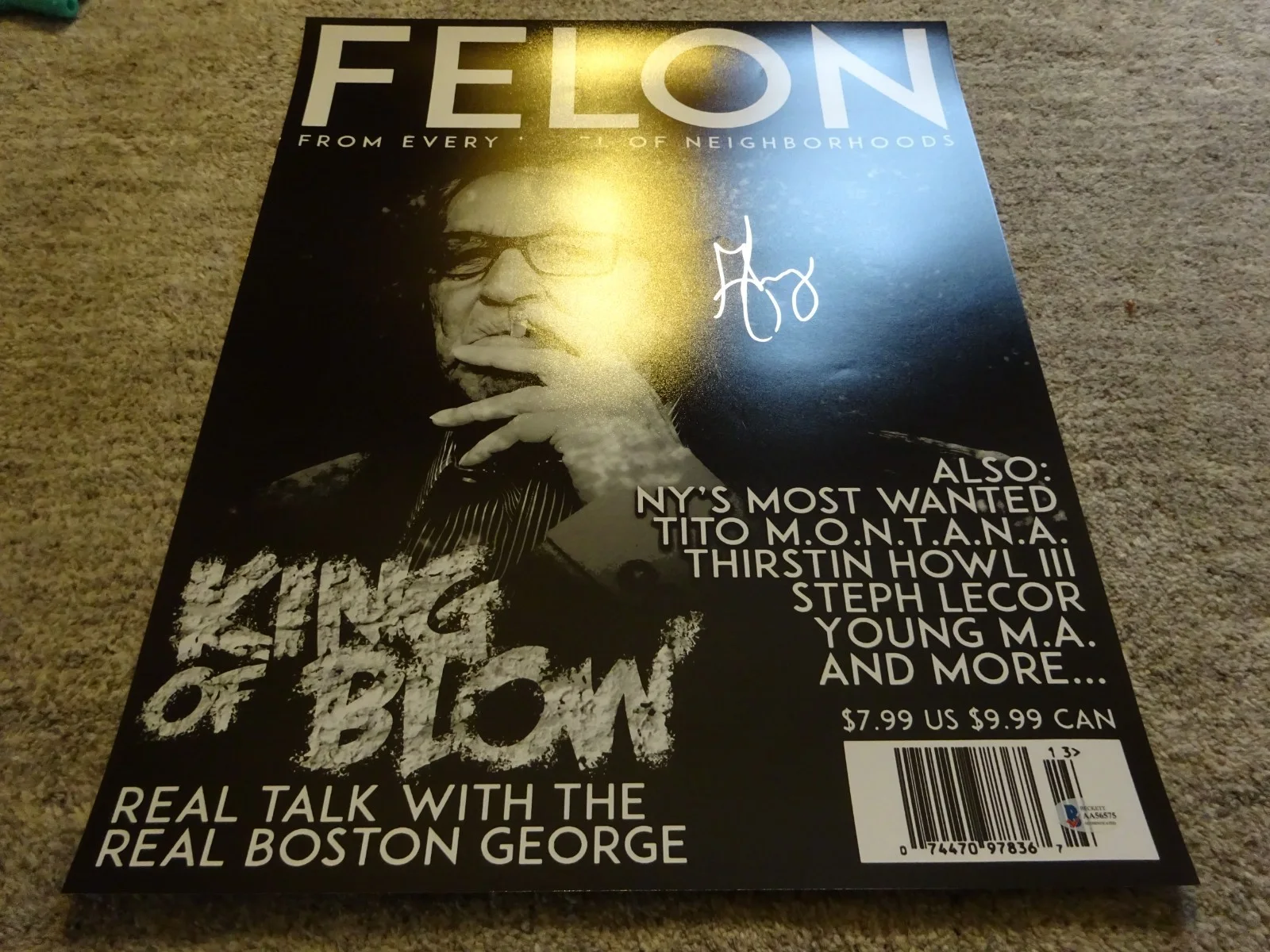 George Jung — Signed George Jung Autographed Felon Magazine Print Photo 16"x20" Beckett COA, изображение 2