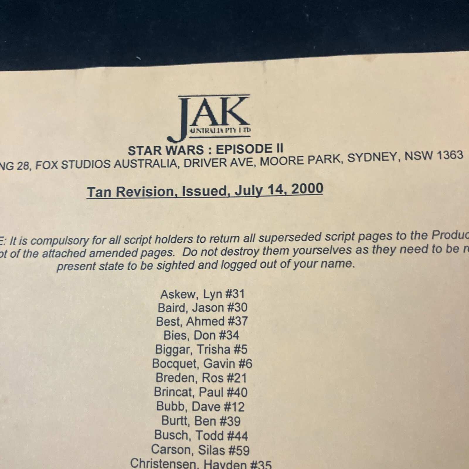 Anthony Daniels — Anthony Daniels personal collection signed ephemera Attack of the Clones lot6.., изображение 3