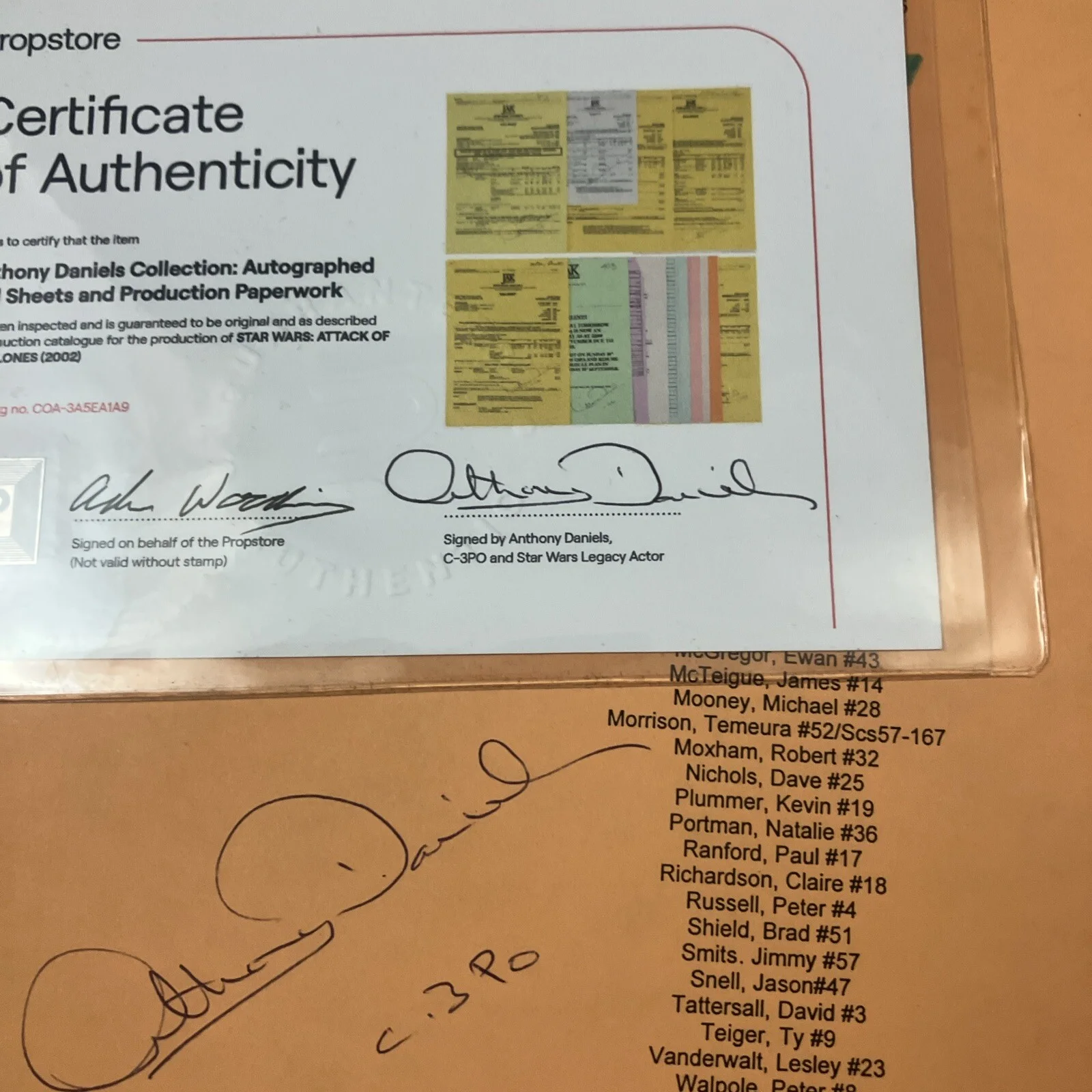 Anthony Daniels — Anthony Daniels personal collection signed ephemera Attack of the Clones lot6.., изображение 5