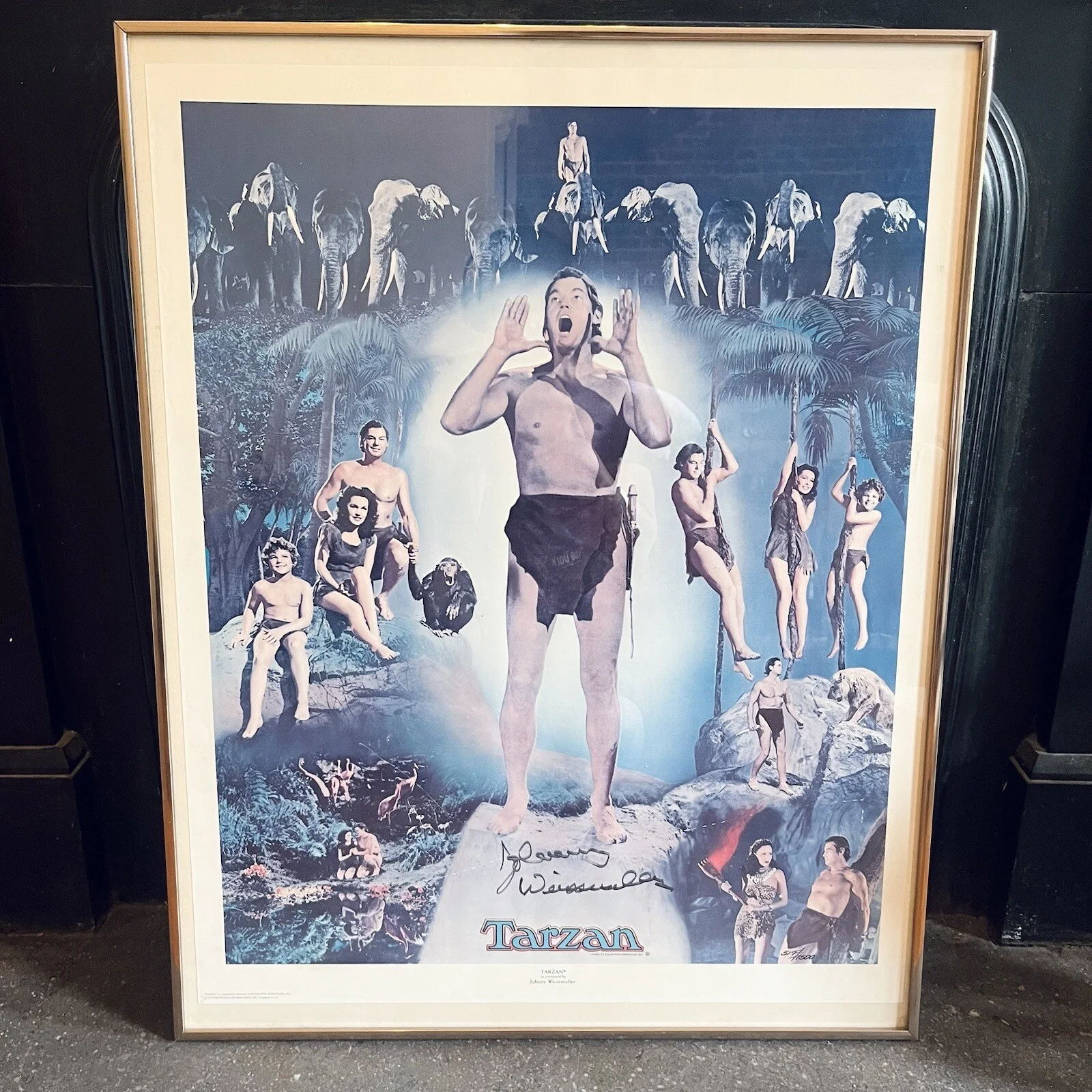 JOHNNY WEISSMULLER — Vintage Johnny Weissmuller Tarzan Autographed Lithograph Poster 517/1500