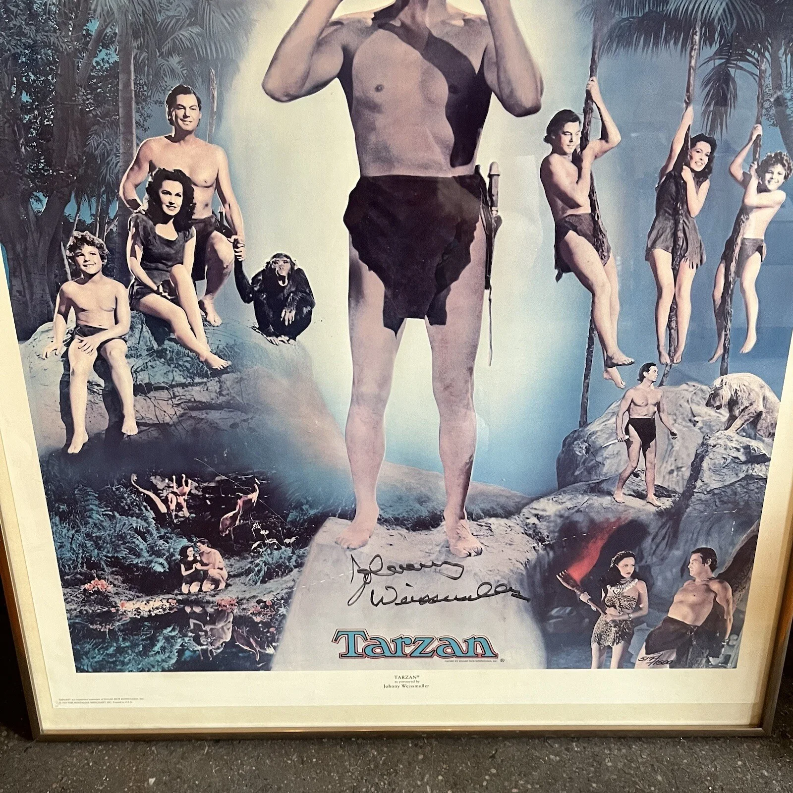 JOHNNY WEISSMULLER — Vintage Johnny Weissmuller Tarzan Autographed Lithograph Poster 517/1500, изображение 3