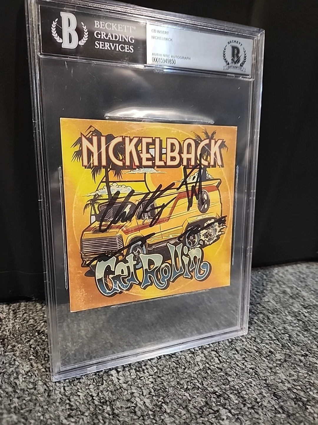 Nickelback Autographed Signed CD Artwork Get Rollin' BGS Beckett Authentic Slab, image 3