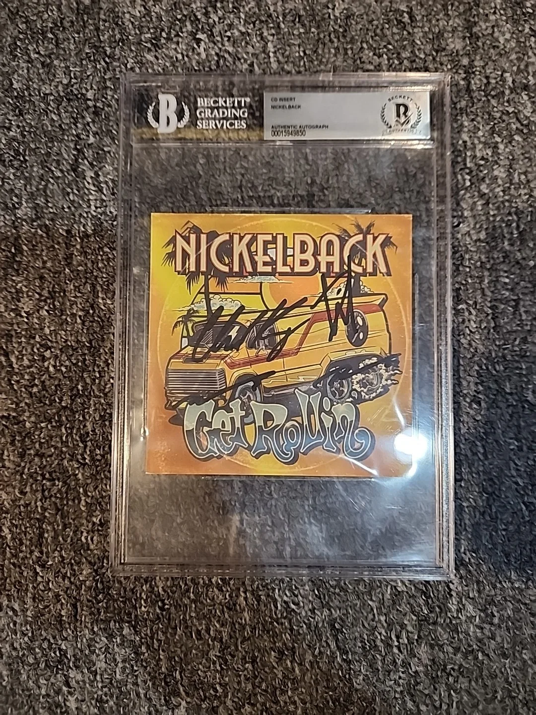 Nickelback Autographed Signed CD Artwork Get Rollin' BGS Beckett Authentic Slab, image 5