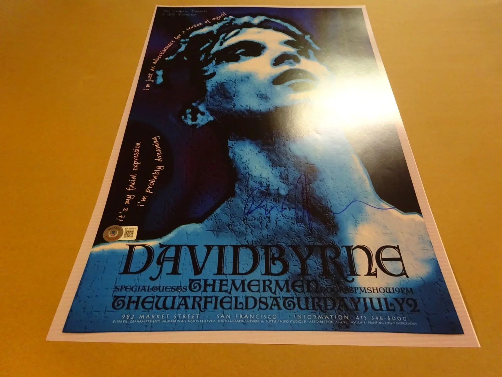 Signed DAVID BYRNE Autographed THE MERMEN 11"x17" Photo Beckett BAS COA, изображение 2