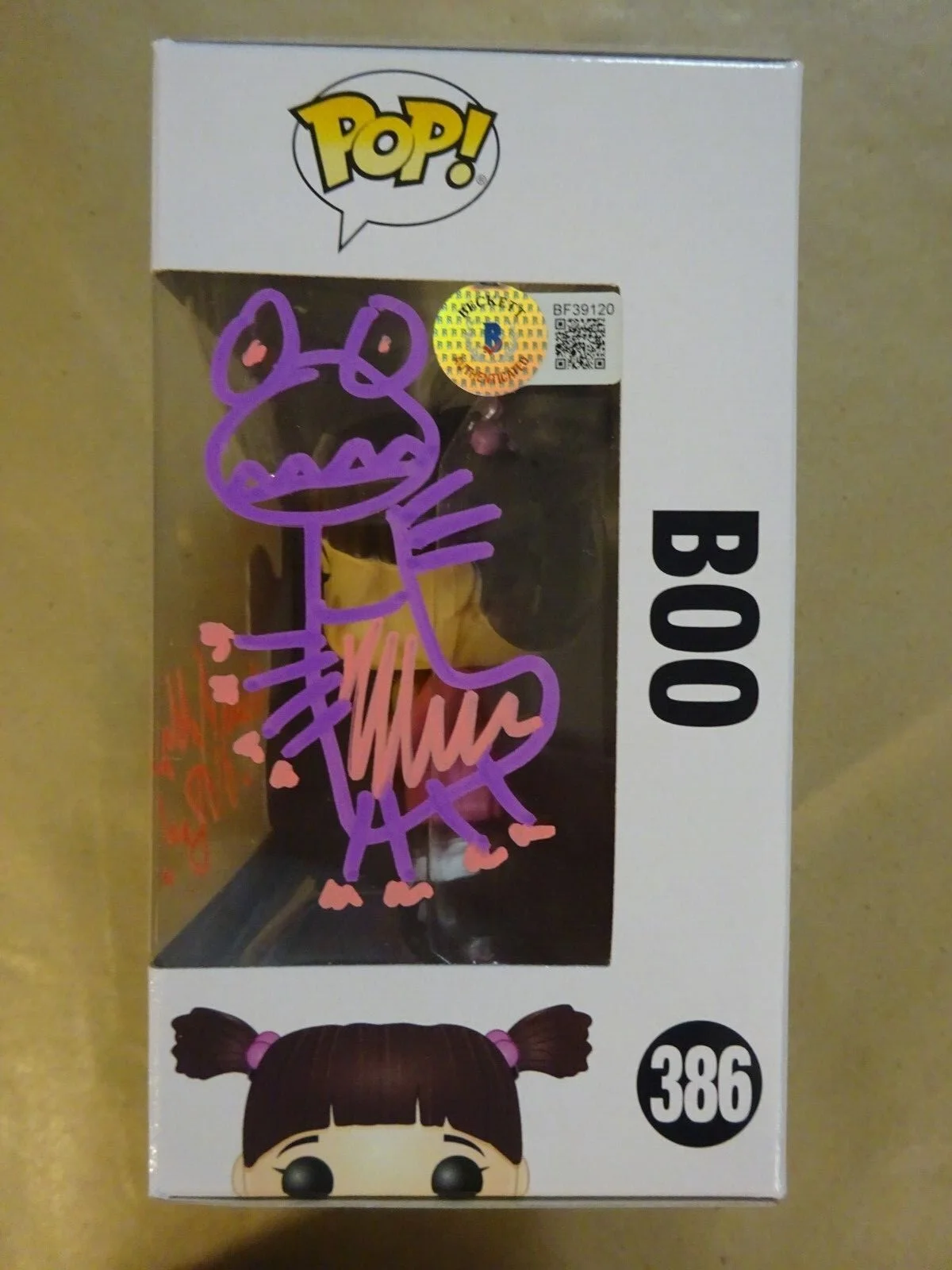 Mary Gibbs — Autographed MARY GIBBS Signed & SKETCH Boo Monsters Inc #386 FUNKO POP BAS COA, image 4