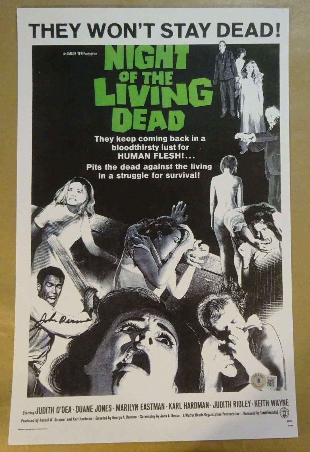 John Russo — Signed JOHN RUSSO Autographed Night Of The Living Dead 11"x17" Photo BAS COA