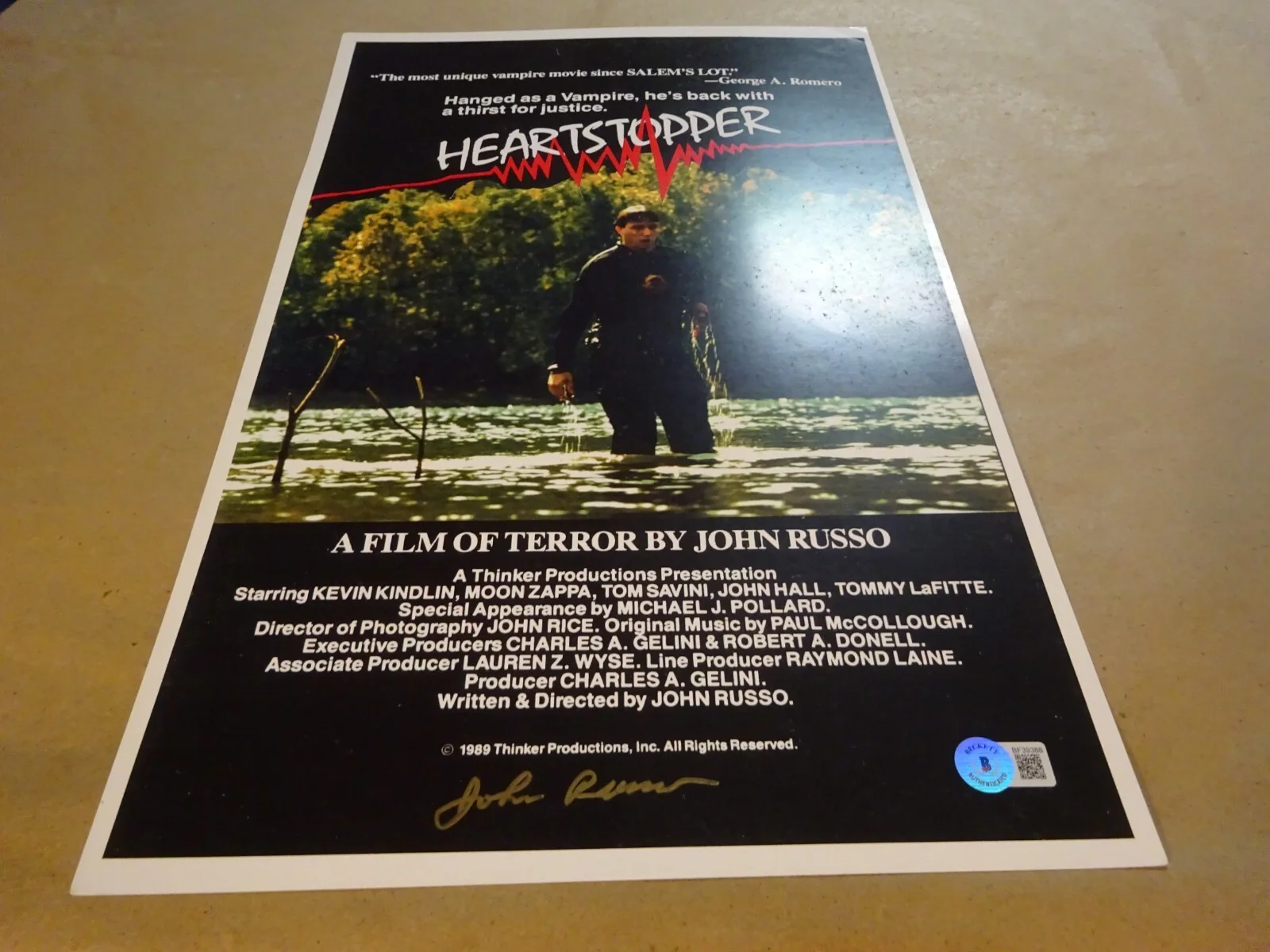 John Russo — Signed JOHN RUSSO Autographed HEARTSTOPPER 11"x17" Photo Beckett BAS COA, изображение 2