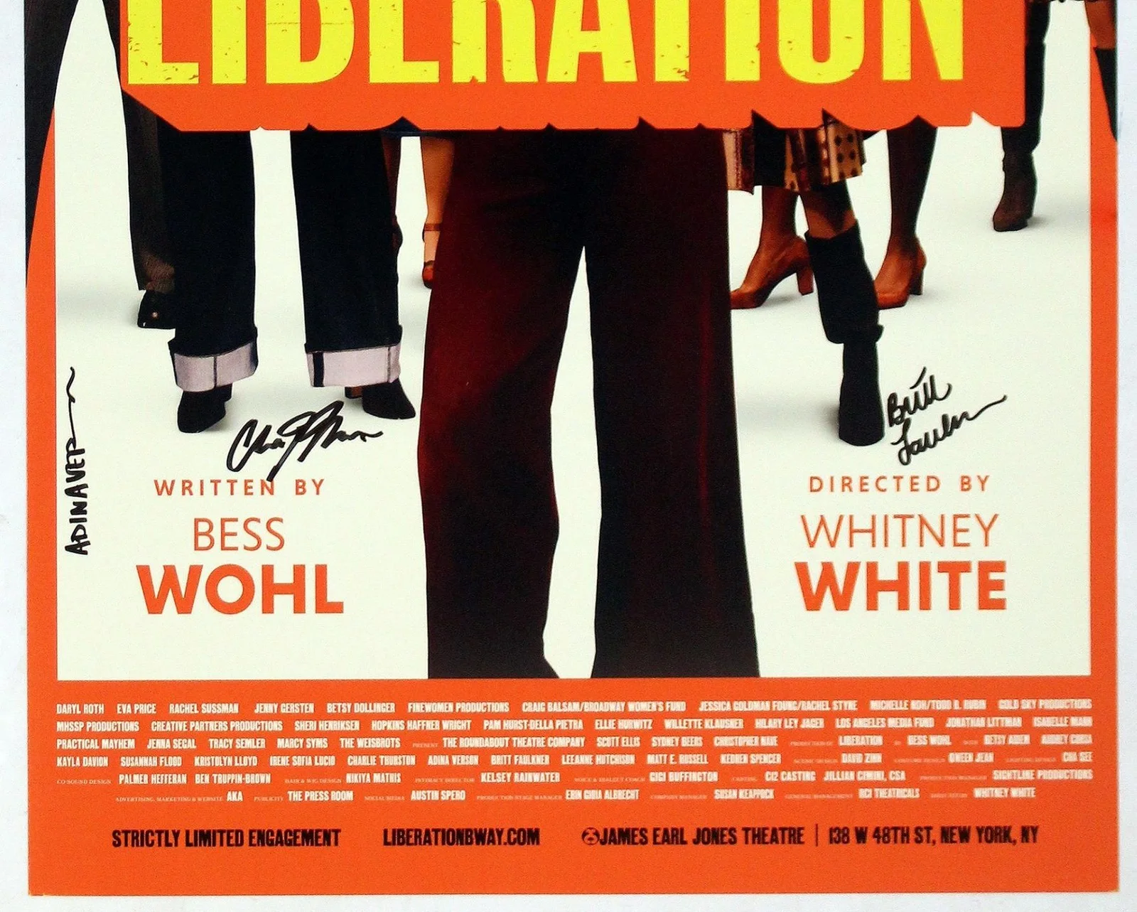 LIBERATION Full Broadway Cast Susannah Flood, Betsy Aidem Signed Poster, image 4