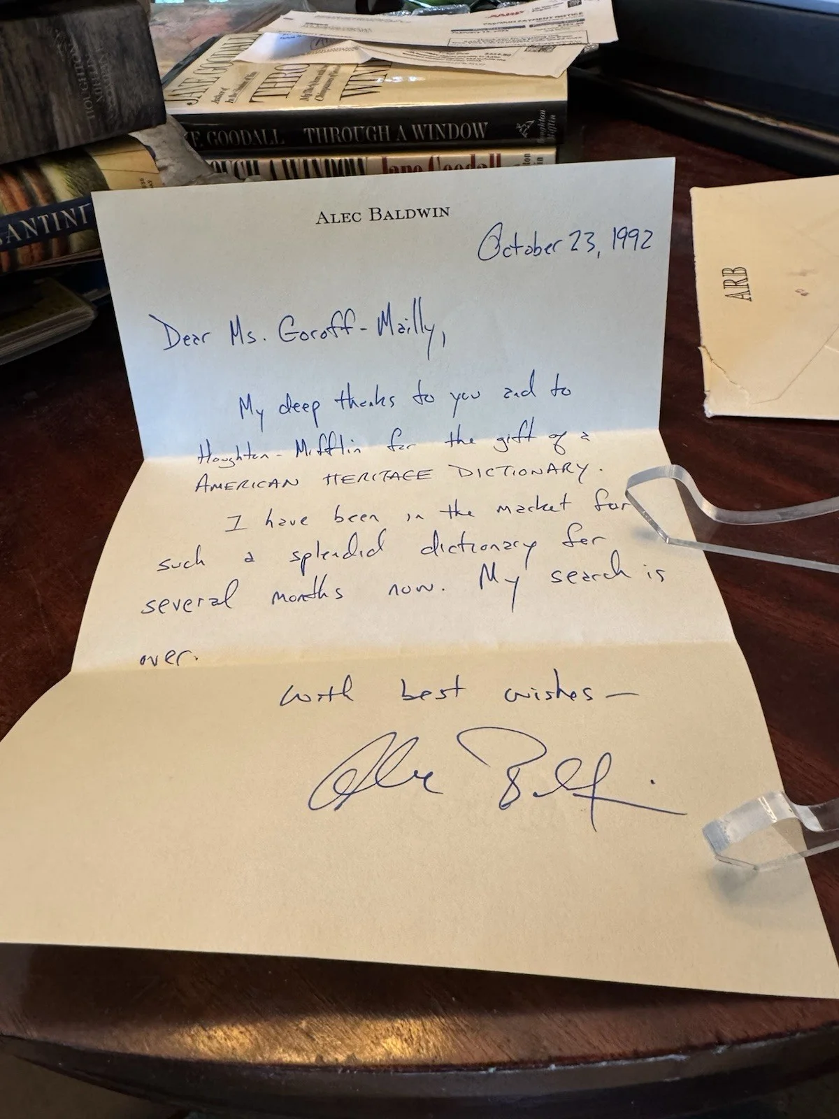 Alec Baldwin Stationery And Personally Signed Note, image 2
