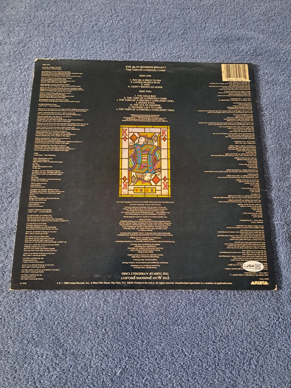 ALAN PARSONS PROJECT - THE TURN OF A FRIENDLY CARD SIGNED VINYL LP JSA COA, изображение 3