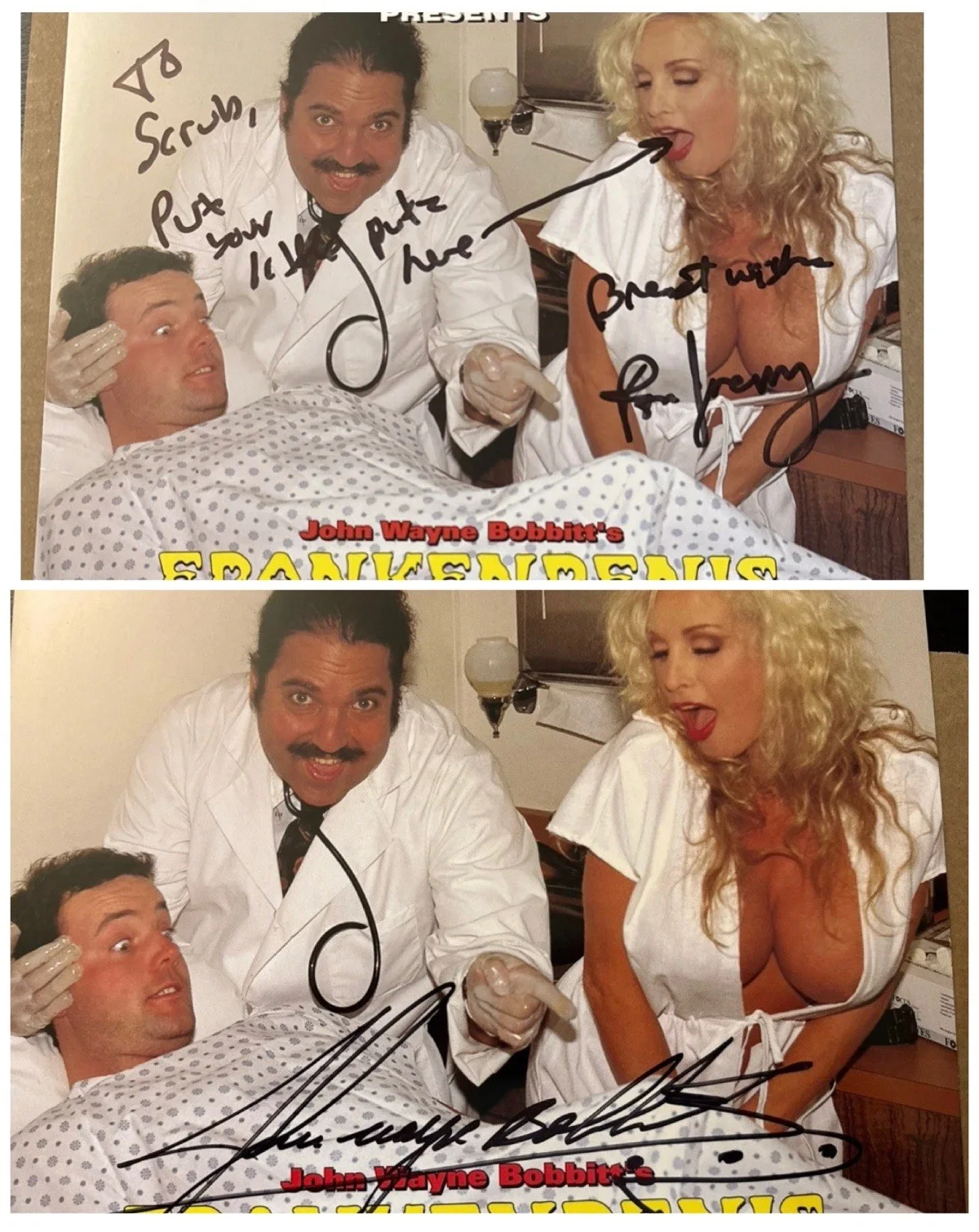 Ron Jeremy, John Wayne Bobbitt — Signed 8x10 Promo Photo Lot Ron Jeremy John Wayne Bobbitt Drawing Vintage