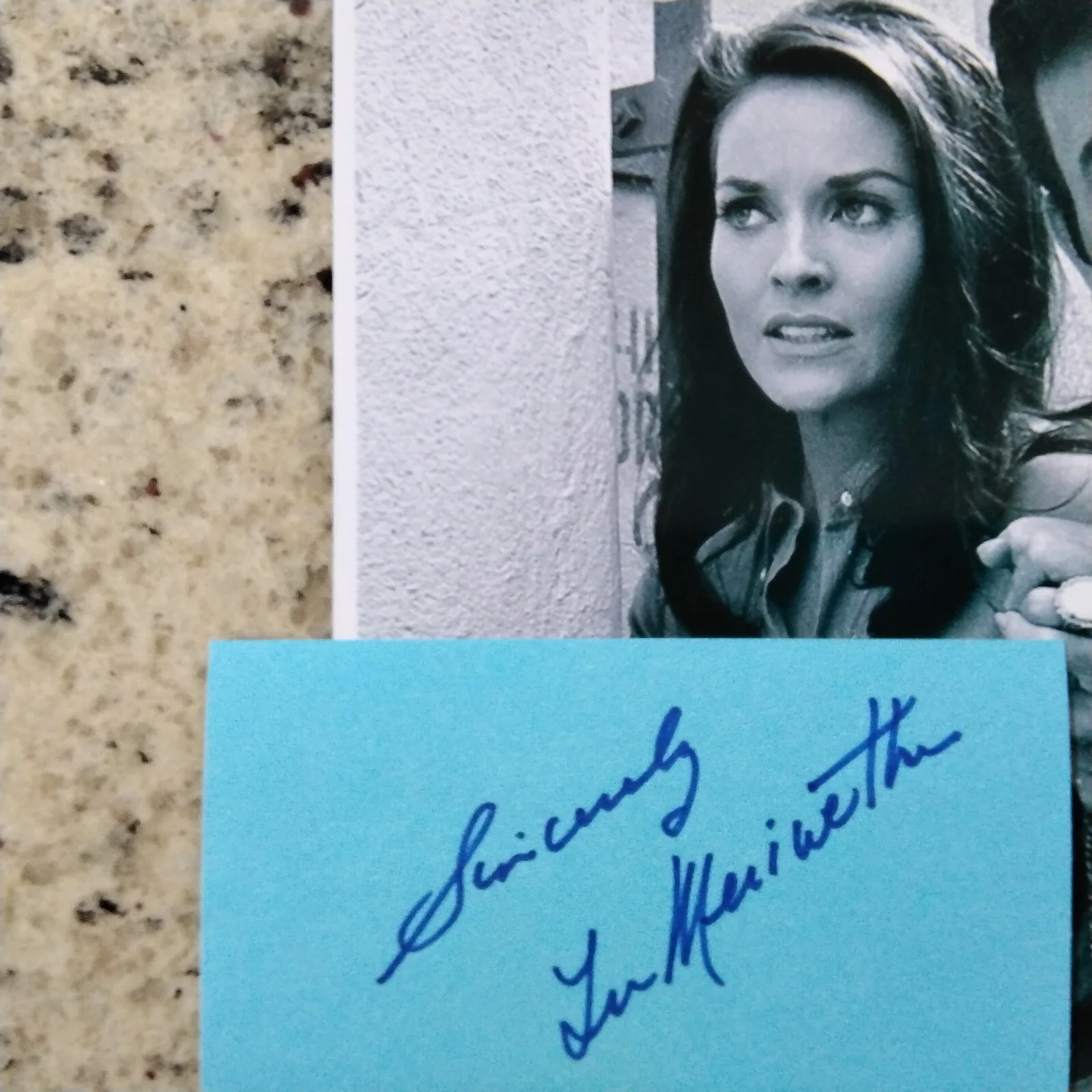 Lee Meriwether & Mike Connors SIGNED Cards Photo Movie TV Actors Mannix Batman, изображение 3