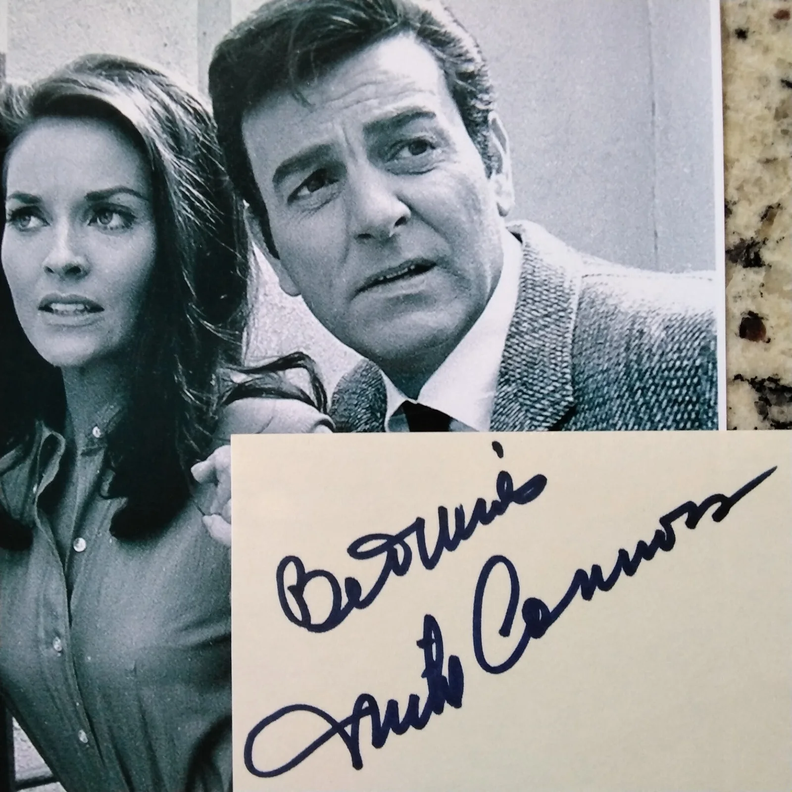 Lee Meriwether & Mike Connors SIGNED Cards Photo Movie TV Actors Mannix Batman, изображение 4