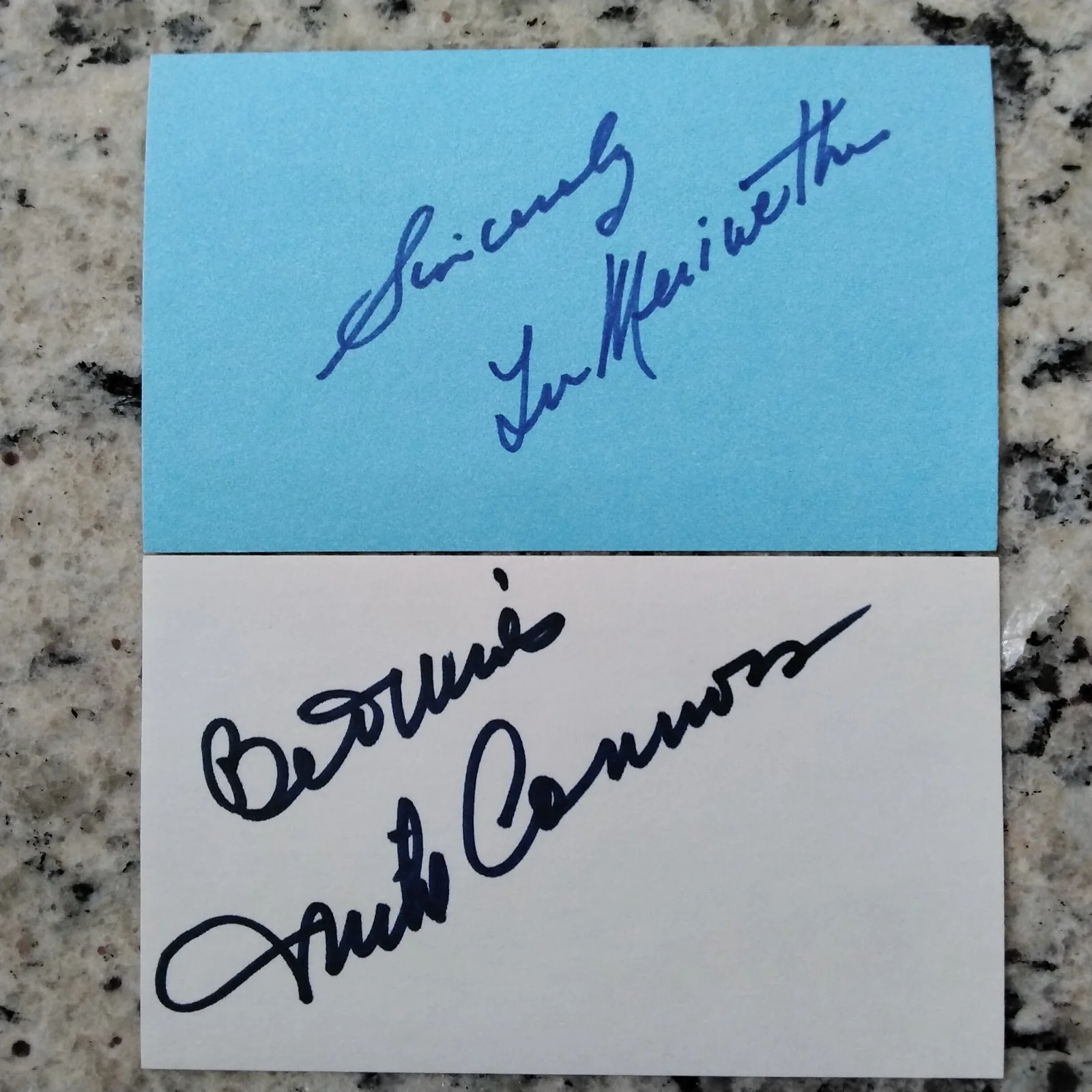 Lee Meriwether & Mike Connors SIGNED Cards Photo Movie TV Actors Mannix Batman, изображение 5