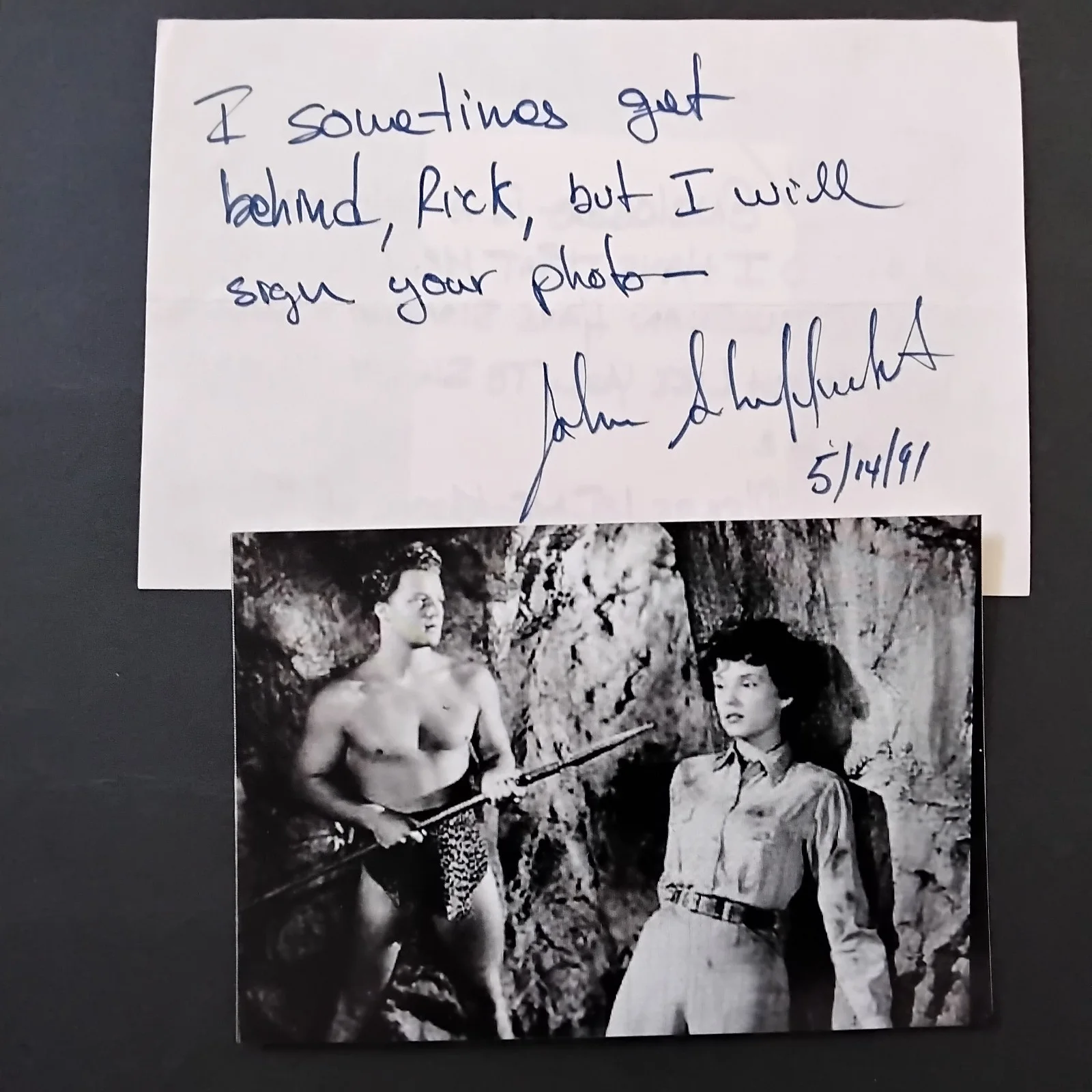 Johnny Sheffield — Johnny Sheffield SIGNED Note Photo 40s Child Movie Actor Tarzan "Boy" "Bomba"