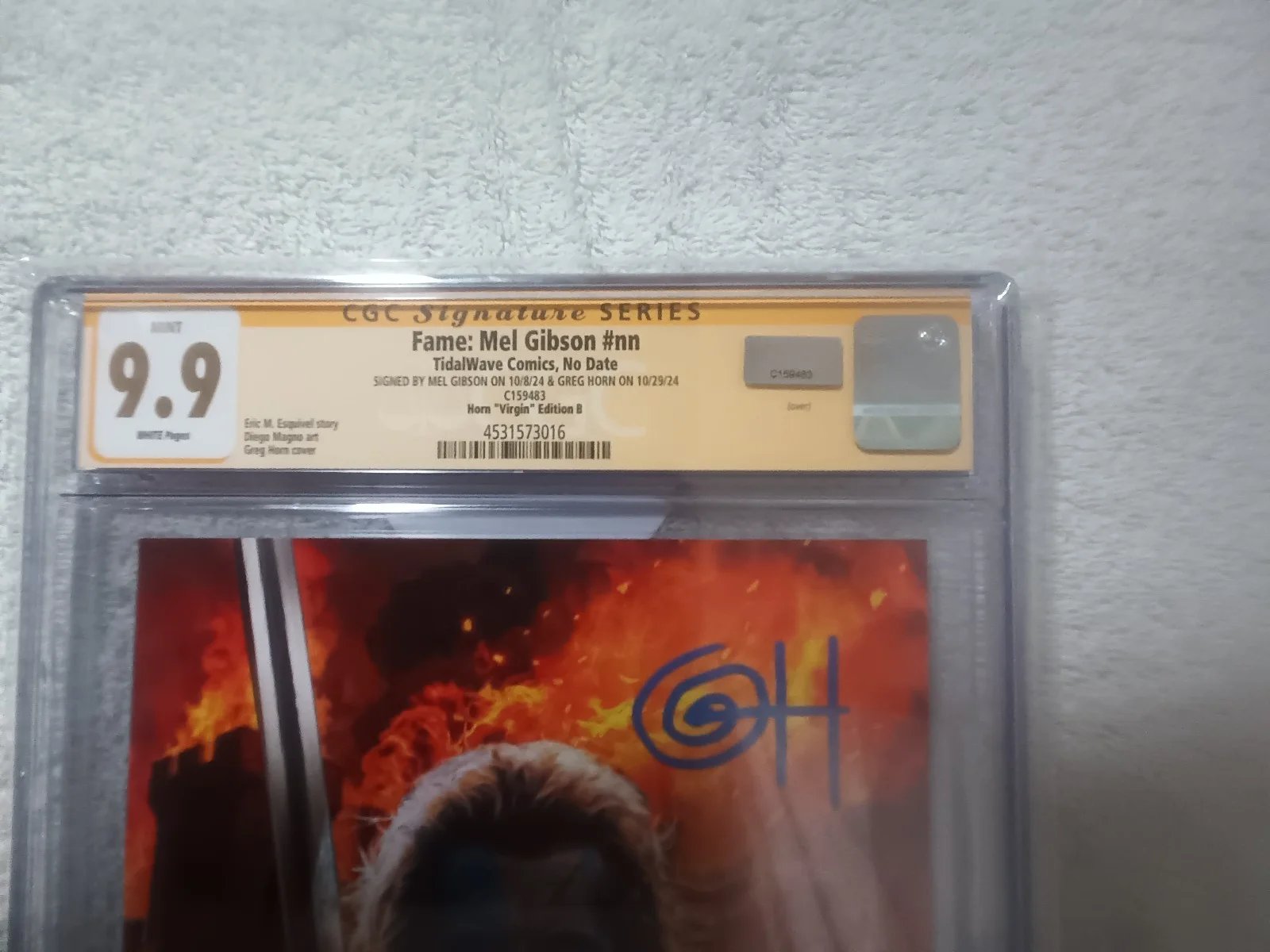 Mel Gibson, Greg Horn — FAME #1 VIRGIN VARIANT CGC 9.9 SS Signed Mel Gibson & Greg Horn!! (Not 9.8), image 3