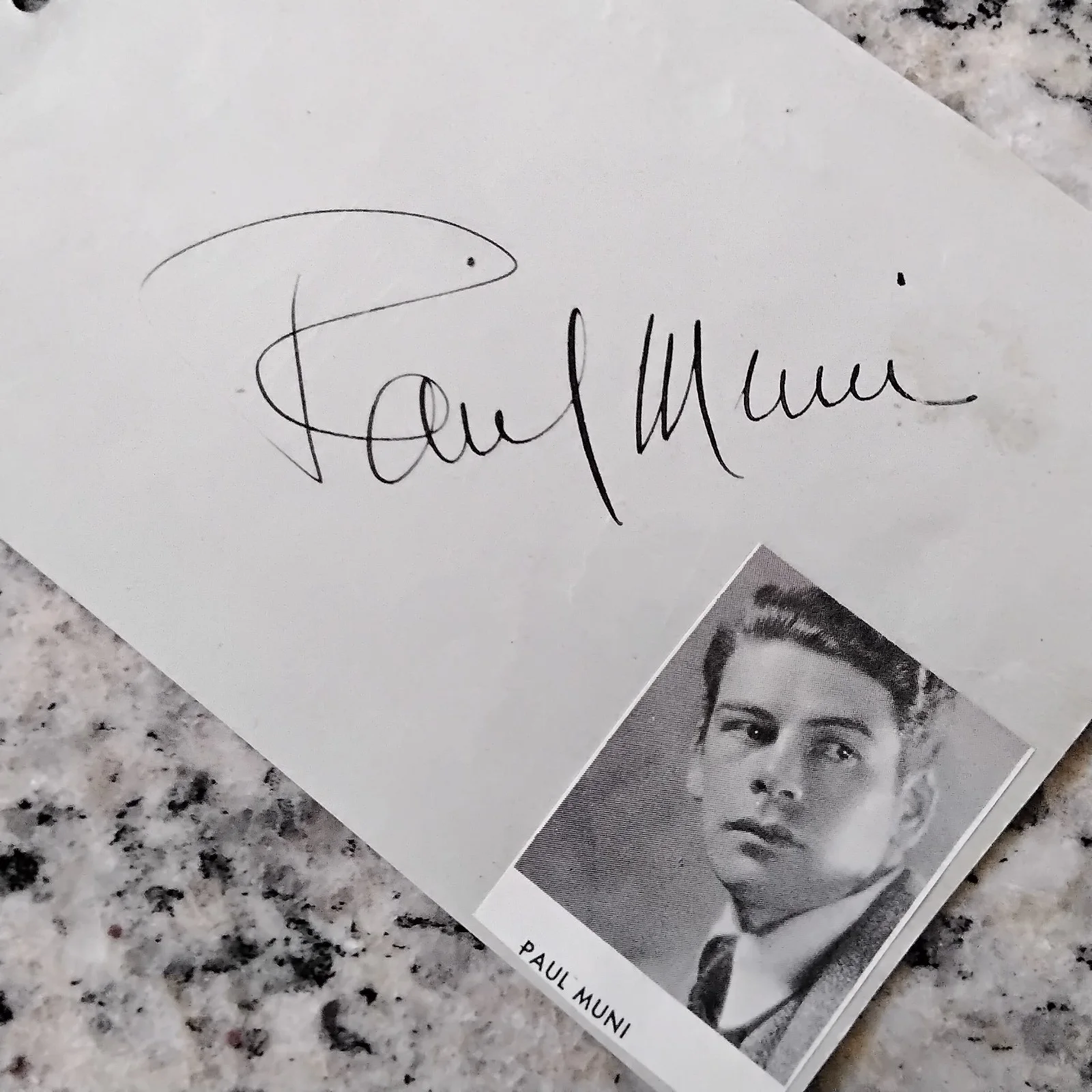 Paul Muni SIGNED Paper 30s Film Actor Louis Pasteur Scarface Chain Gang Emile Zo, image 2
