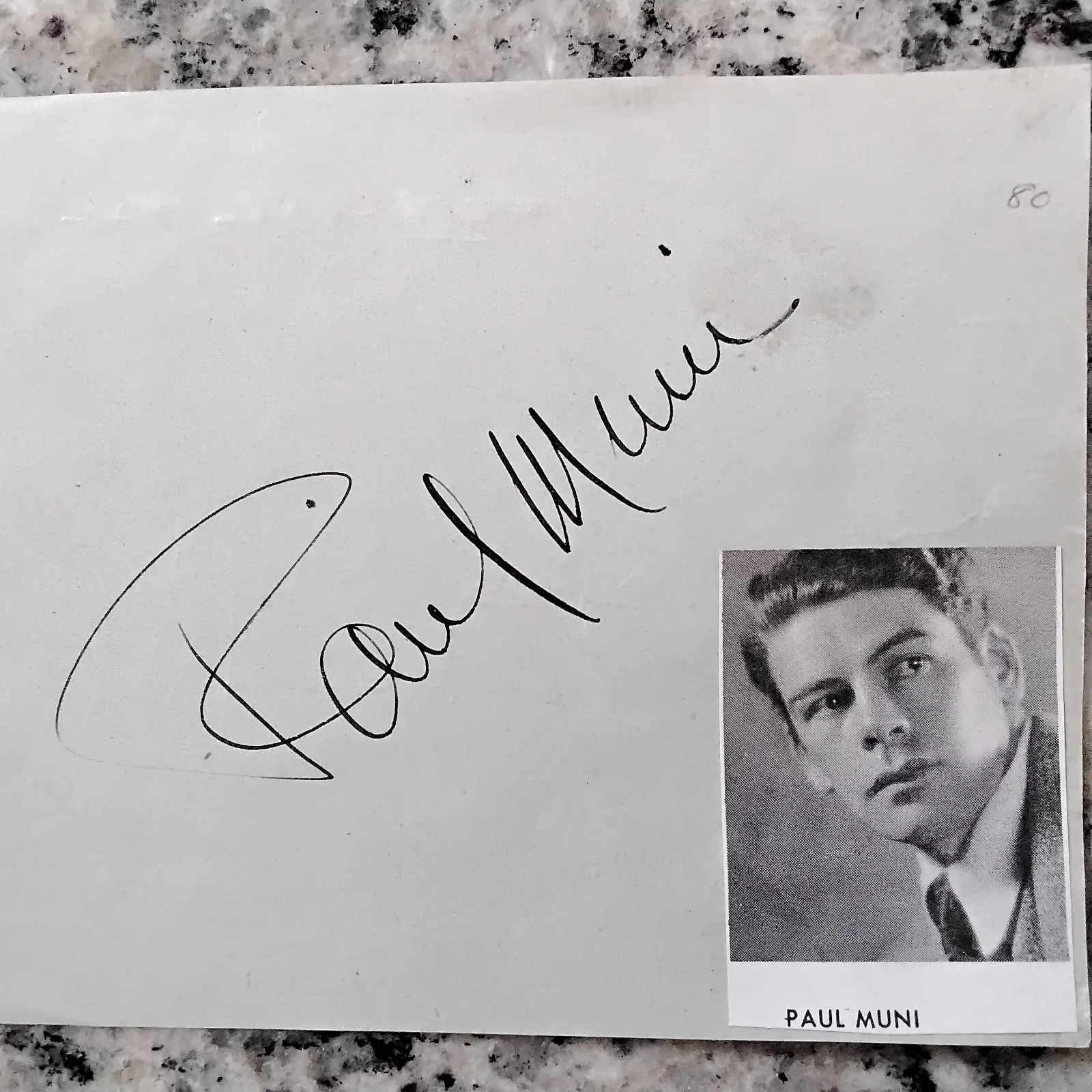 Paul Muni SIGNED Paper 30s Film Actor Louis Pasteur Scarface Chain Gang Emile Zo, image 3