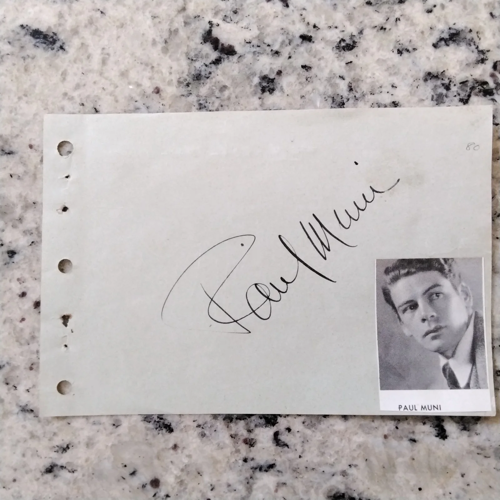 Paul Muni SIGNED Paper 30s Film Actor Louis Pasteur Scarface Chain Gang Emile Zo, image 4