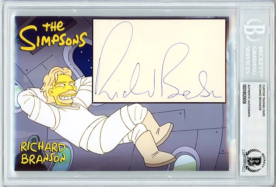 Richard Branson — THE SIMPSONS -RICHARD BRANSON- BECKETT Signed/Autograph/Auto 5x7 TV Cartoon Card