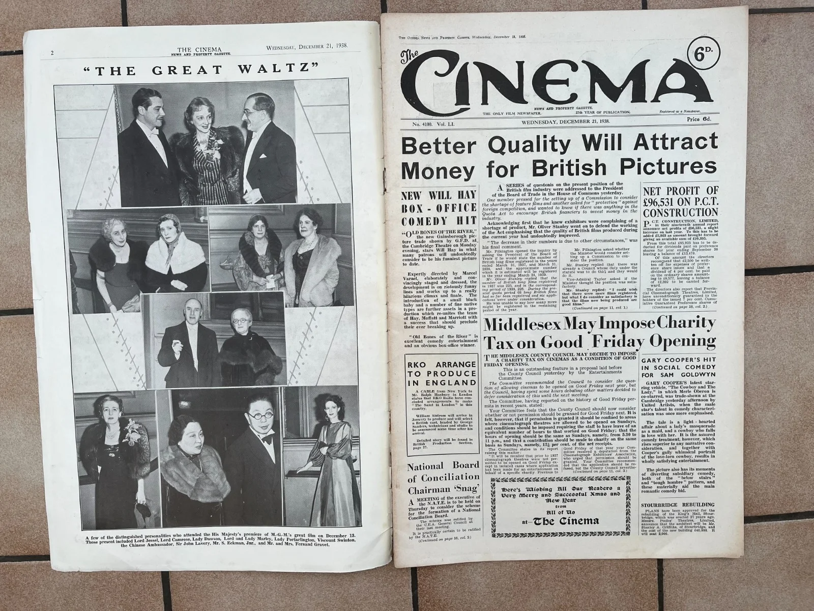 BORIS KARLOFF Frankenstein JESSIE MATTHEWS BELLA LUGOSI "The Cinema " Dec 1938, изображение 3