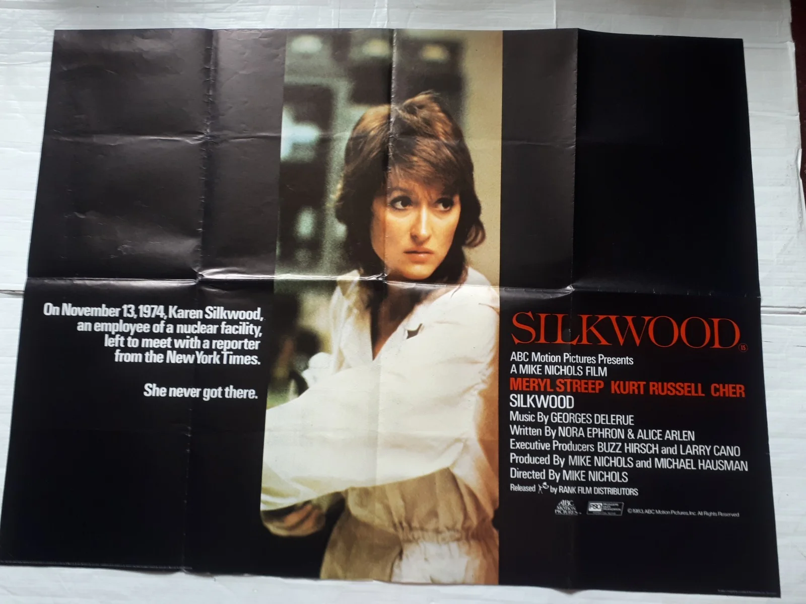 silkwood 1983 ORIGINAL Poster Quad 30x40 1980s meryl streep kurt russel cher, изображение 2