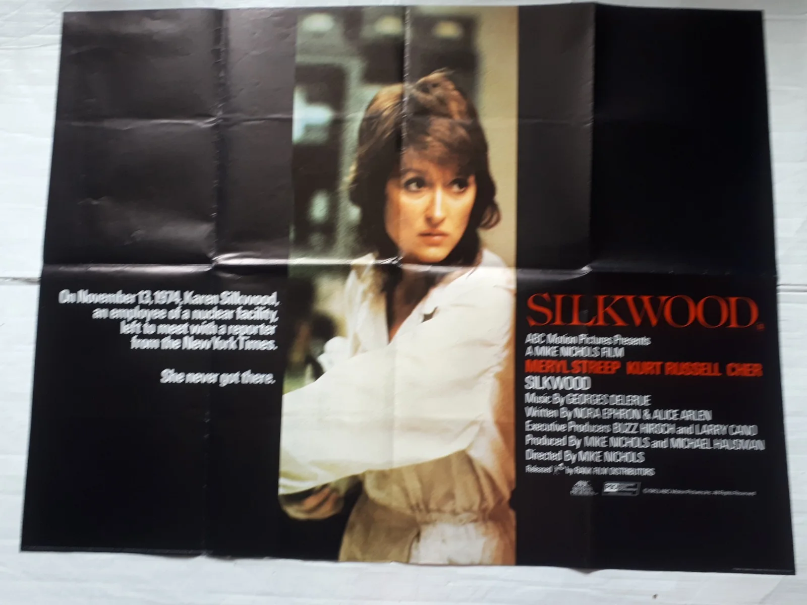 silkwood 1983 ORIGINAL Poster Quad 30x40 1980s meryl streep kurt russel cher, изображение 3