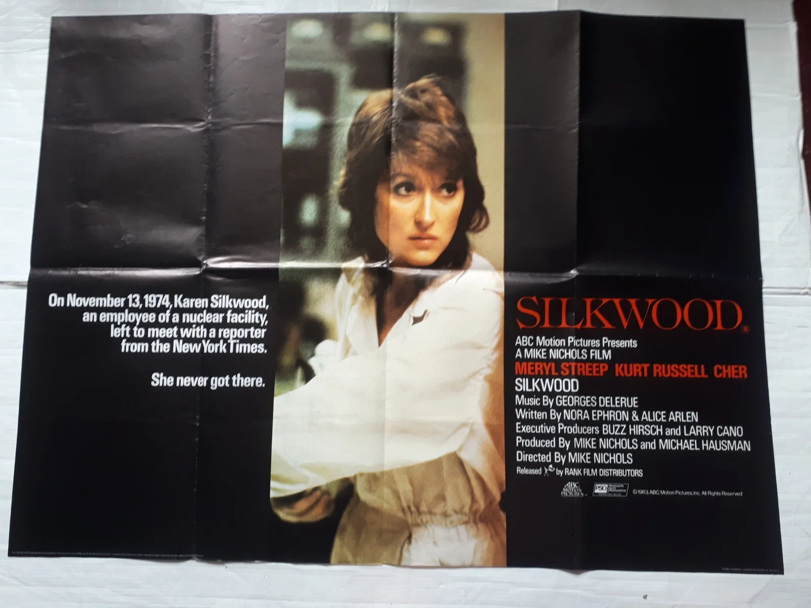 silkwood 1983 ORIGINAL Poster Quad 30x40 1980s meryl streep kurt russel cher, изображение 4