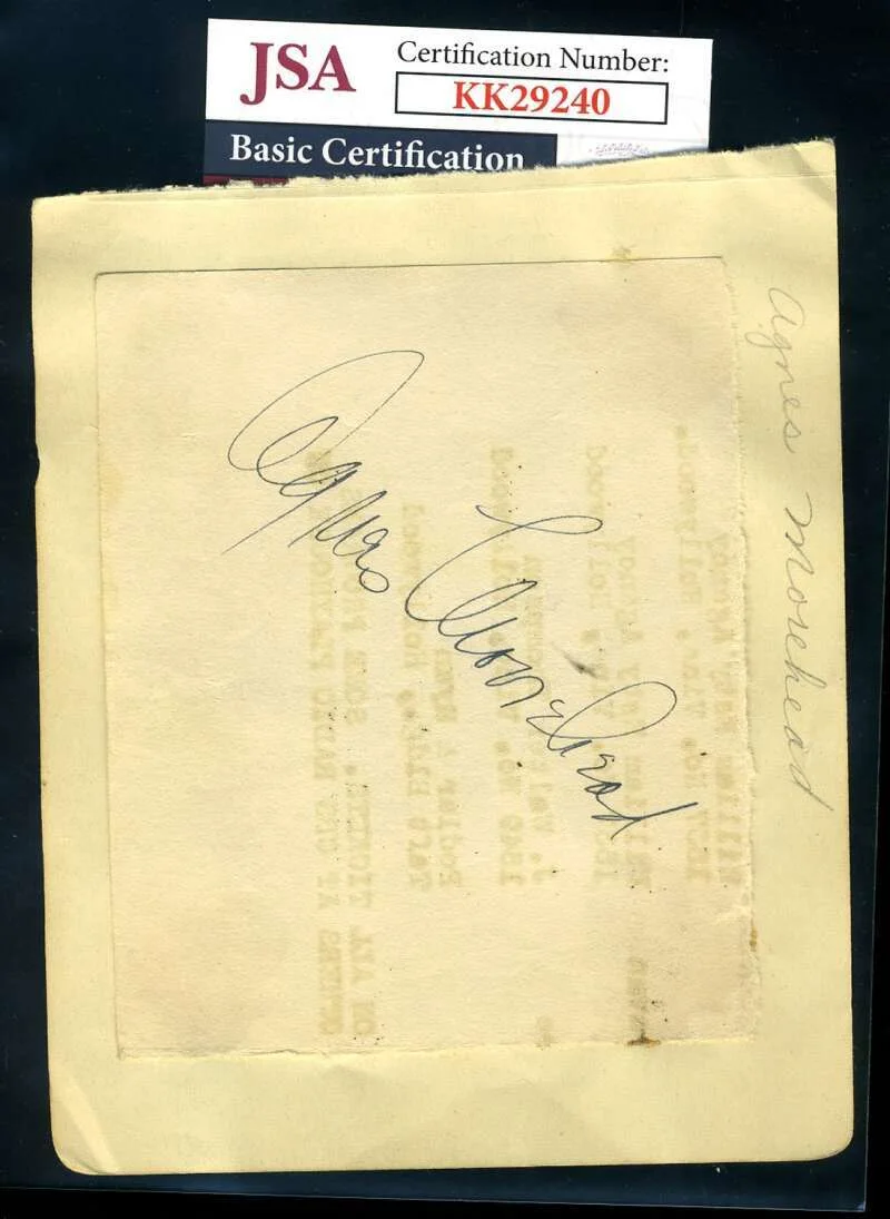 Agnes Moorehead — Agnes Moorehead JSA Coa Signed 1940`s Album Page Autograph