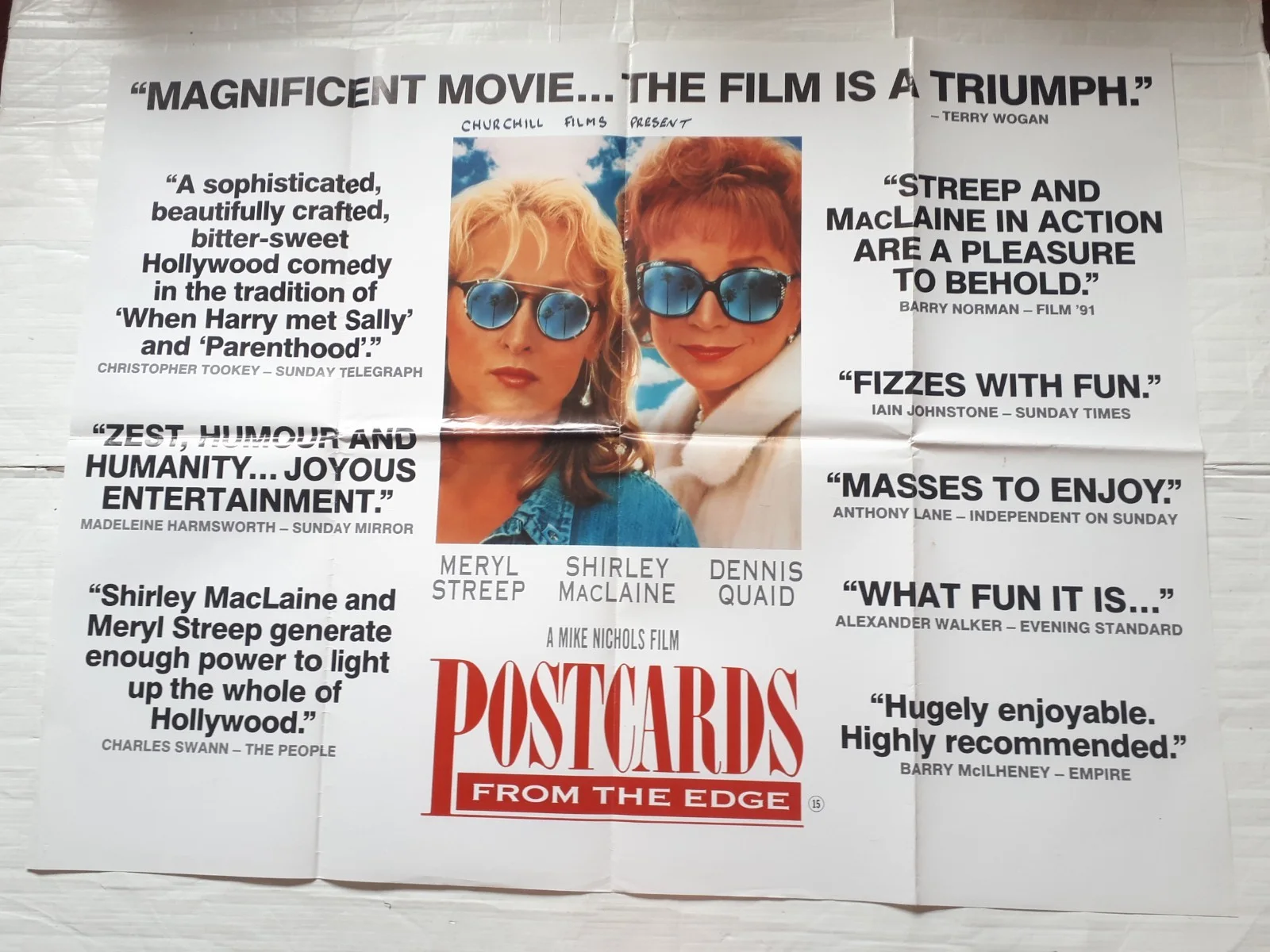 postcards form the edge 1990 ORIGINAL Poster Quad 30x40 1990s meryl streep, изображение 2