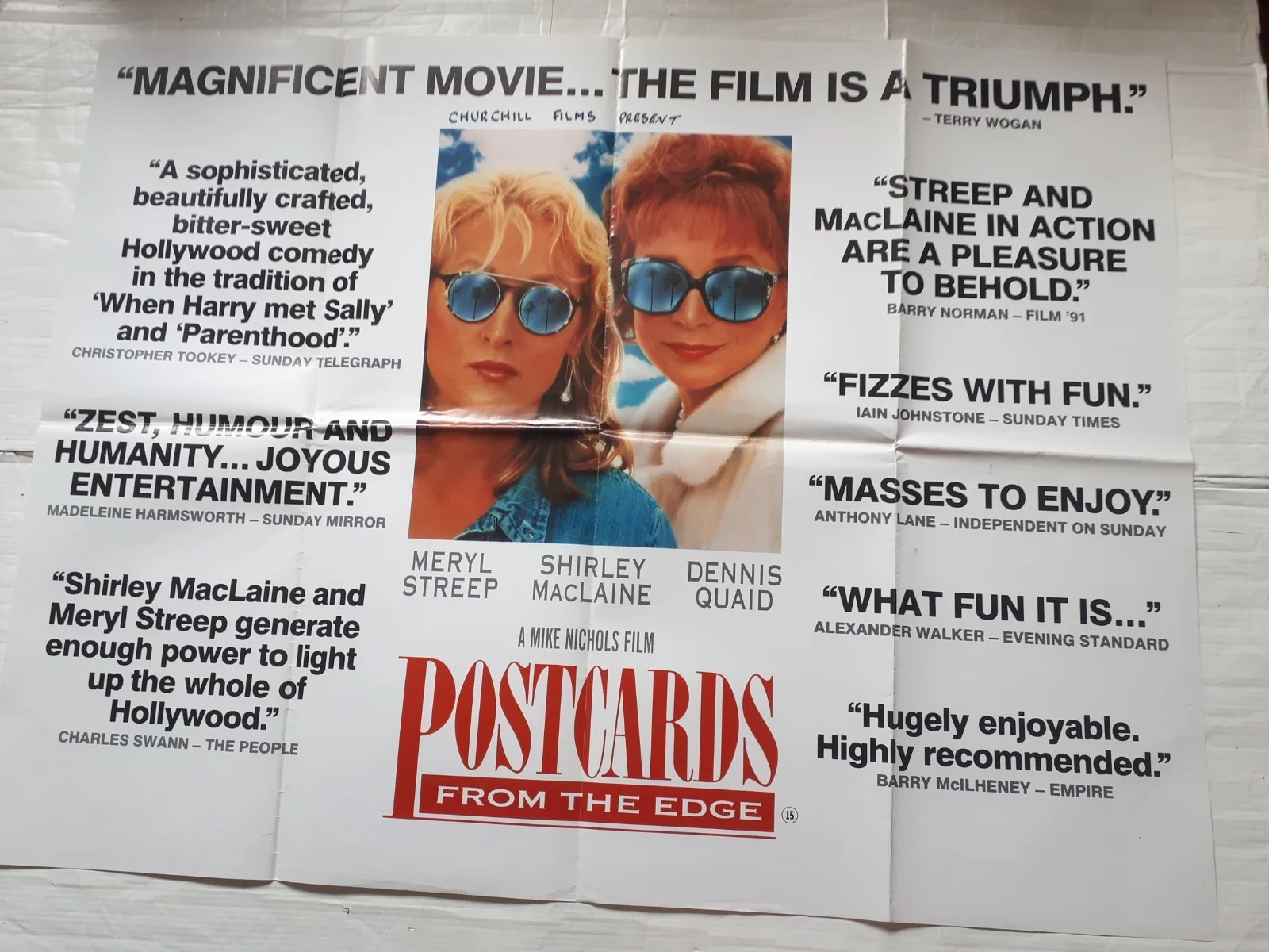 postcards form the edge 1990 ORIGINAL Poster Quad 30x40 1990s meryl streep, изображение 3