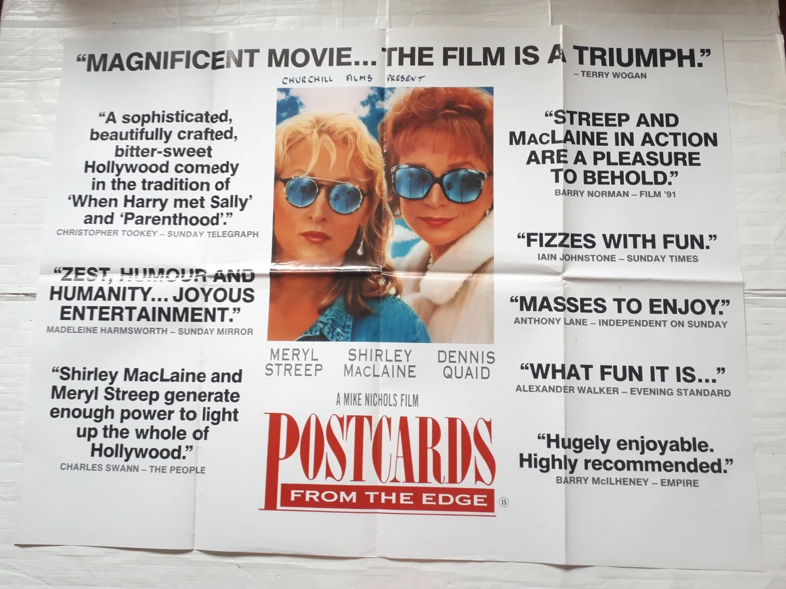 postcards form the edge 1990 ORIGINAL Poster Quad 30x40 1990s meryl streep, изображение 5