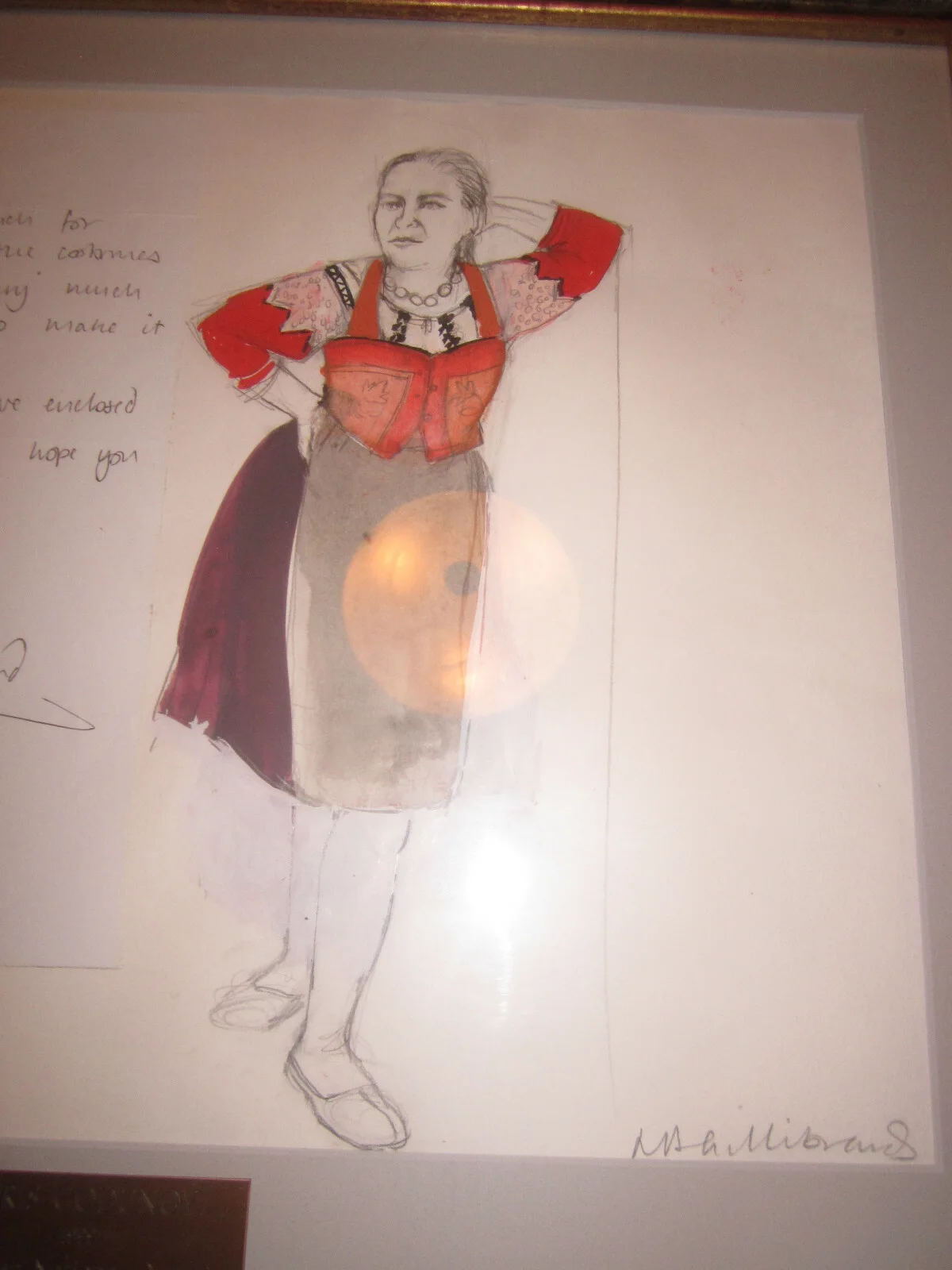 Nicky Gillibrand Costume Designer Sketch Boris Godunov Inkeeper w/Letter Signed, изображение 3