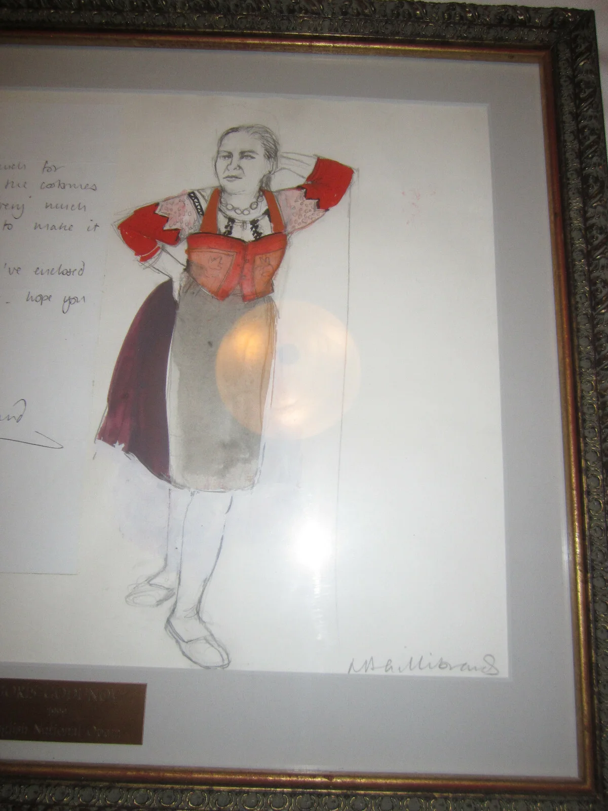 Nicky Gillibrand Costume Designer Sketch Boris Godunov Inkeeper w/Letter Signed, изображение 5