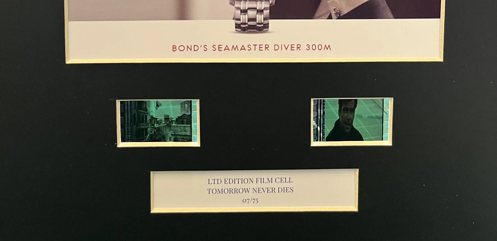 007 OMEGA SEAMASTER. Tomorrow Never Dies. 35mm Film Cell Display, image 2