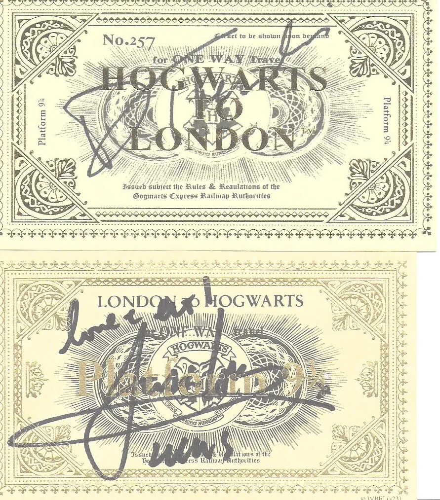 Jason Isaacs & David Thewlis — 2 autographed HOGWARTS TRAIN TICKETS ... Jason Isaacs & David Thewlis COAs
