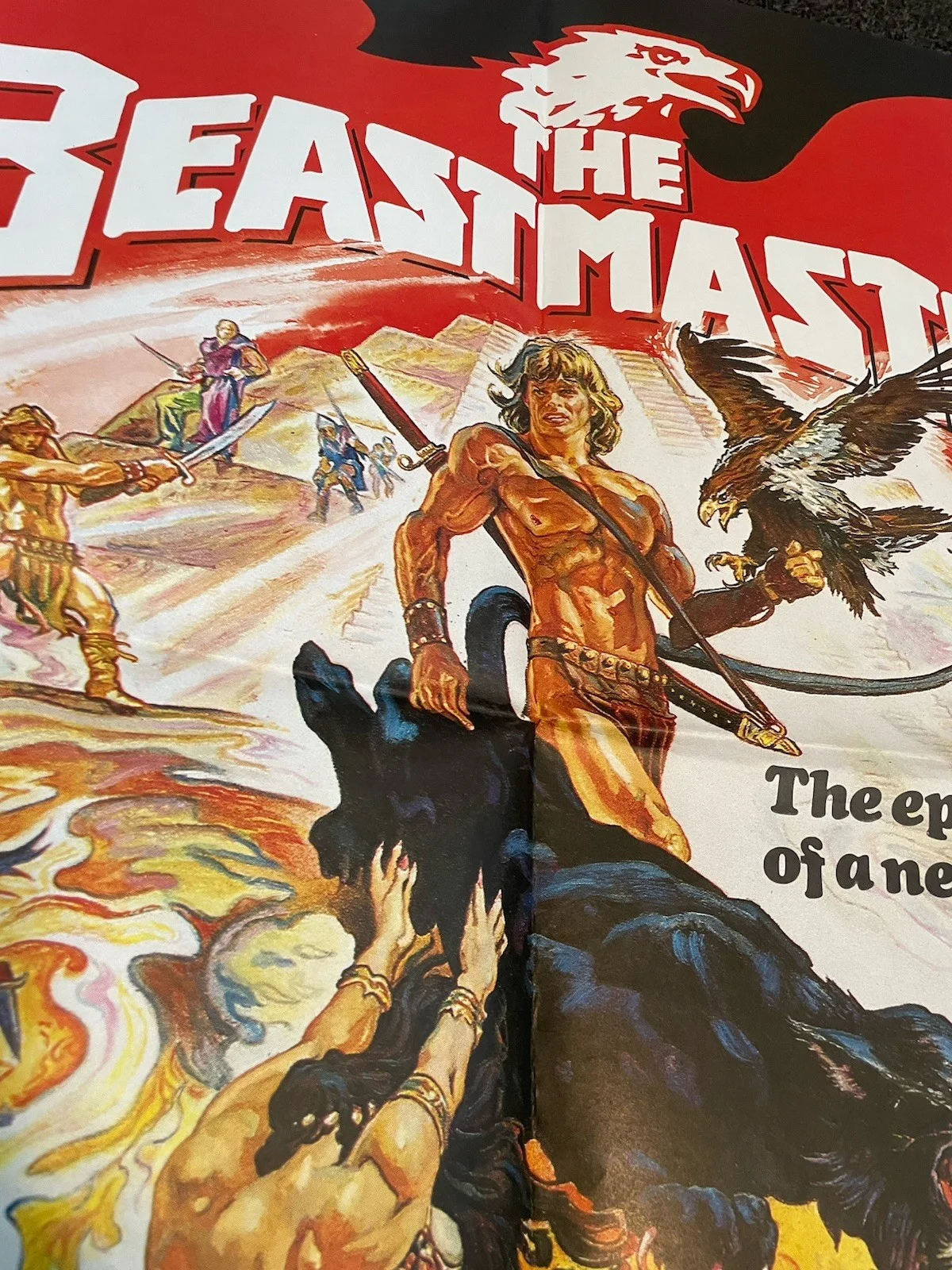 The Beastmaster (1982) UK Quad Movie Poster, Folded, Josh Kirby Artwork, изображение 2